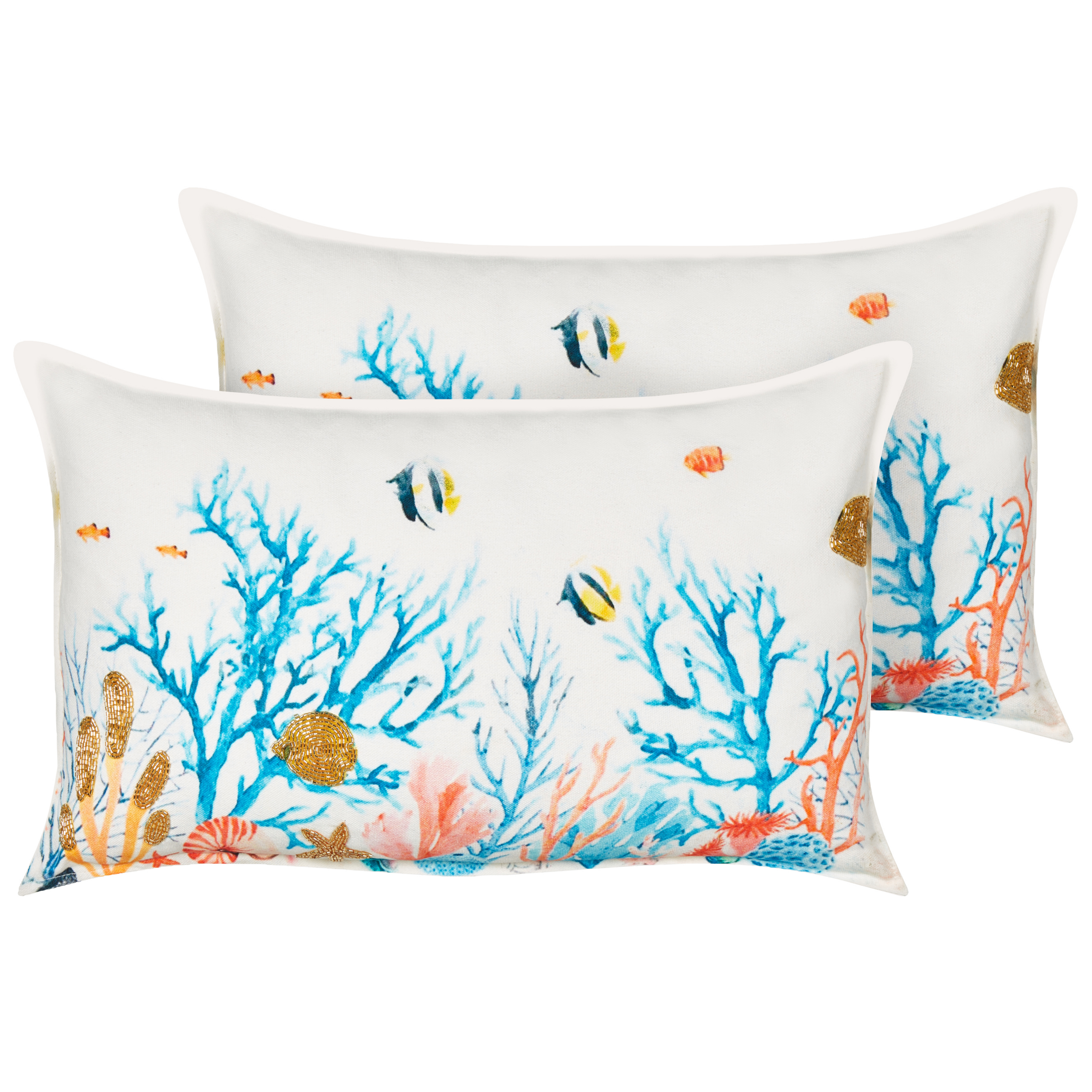 Set med 2 prydnadskuddar EELGRASS 30 x 50 cm Bomull Flerfärgad Djurtryck