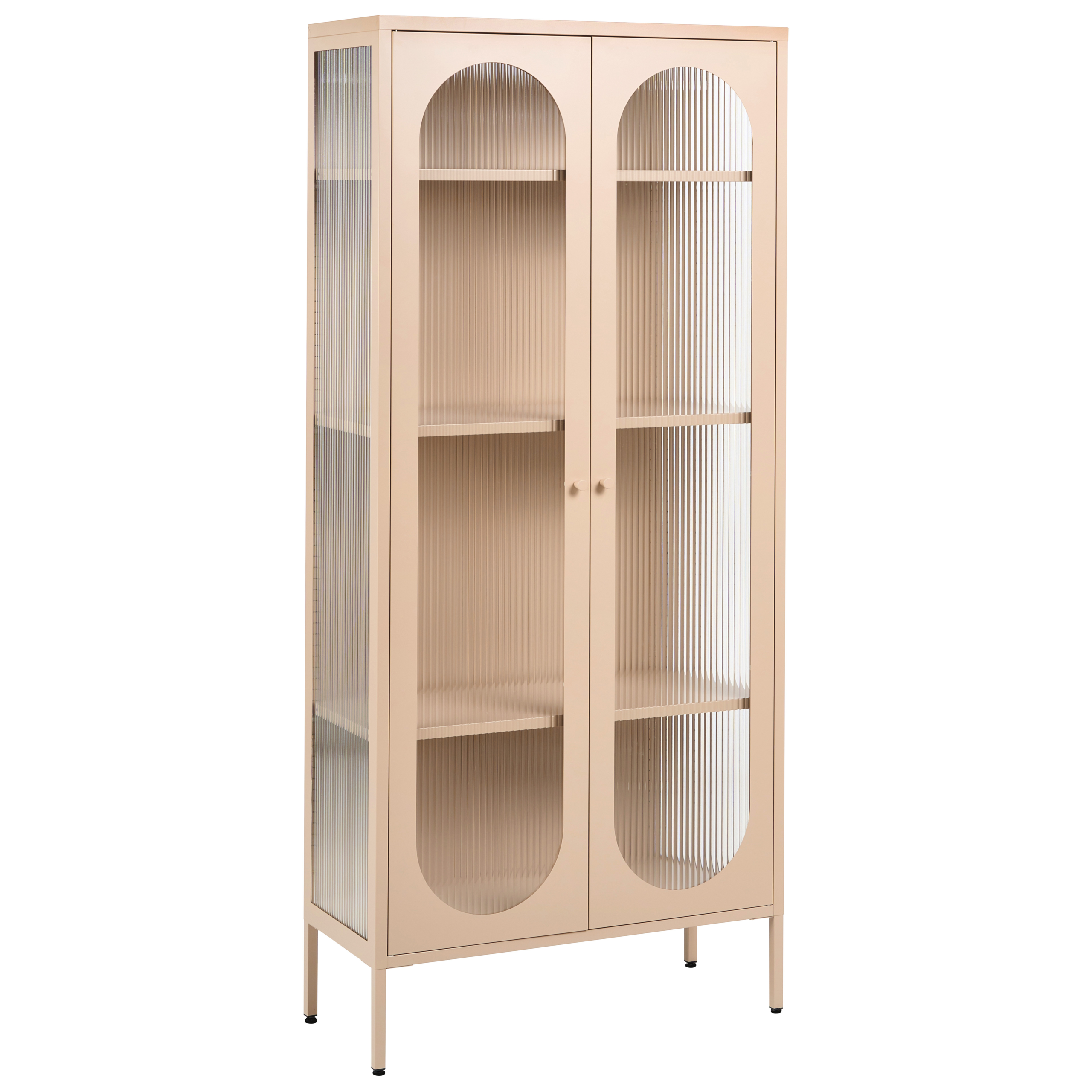 Vitrinskåp i glas FOXTON 80 cm Metall Beige