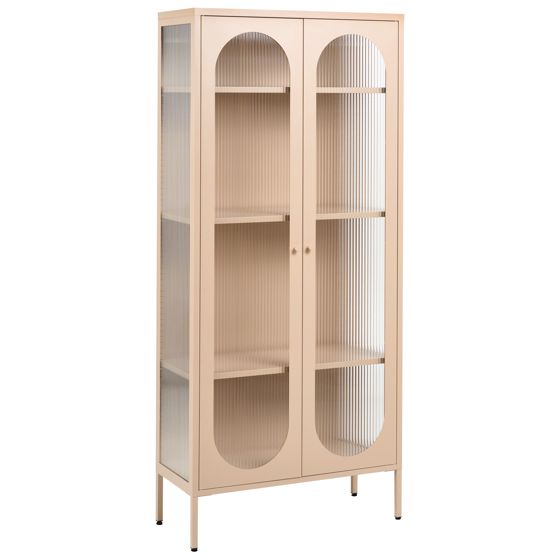 Vitrinskåp i glas FOXTON 80 cm Metall Beige