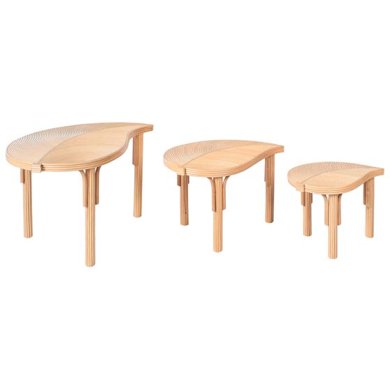 Set med 3 soffbord PARALIA Rotting Naturlig