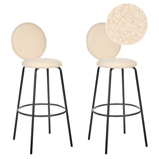 Set med 2 barstolar EMERY Bouclé Ljusbeige