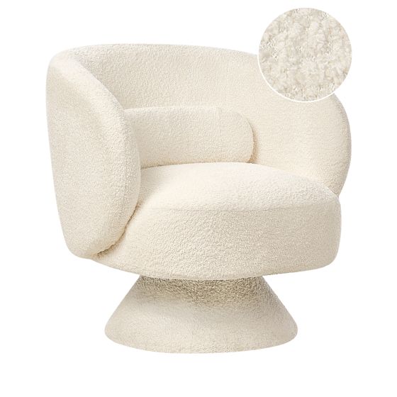 Svängbar fåtölj LIEKSA Bouclé Off-White