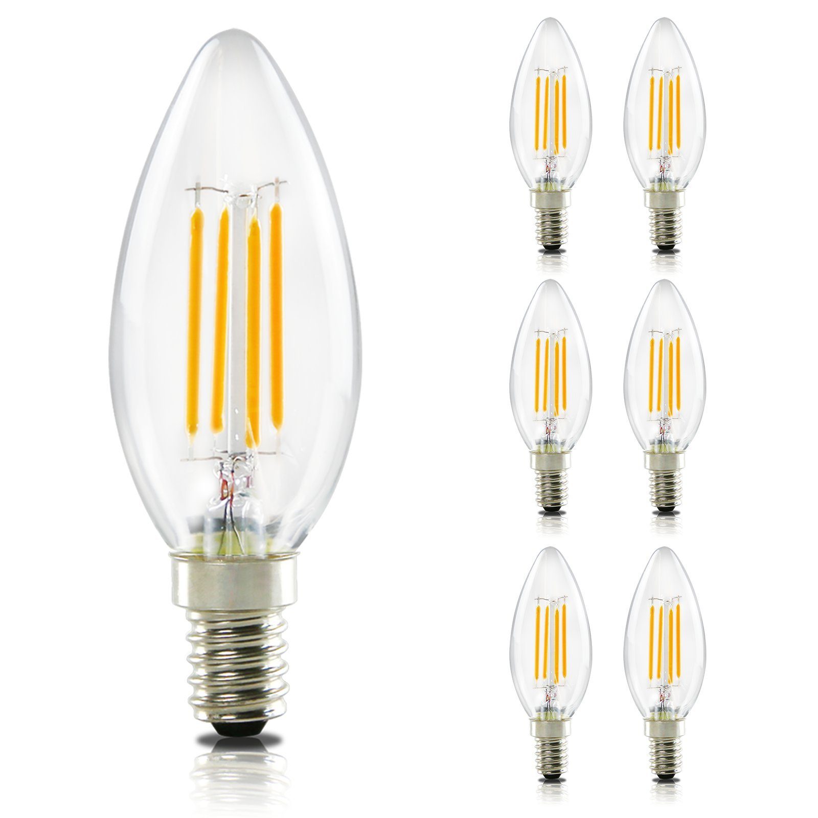 NETTLIFE 6 st E14 LED-lamppaket 4W varmvit (2700K) kedjelampa Edison C35 retro vintage glas energibesparande ej justerbar