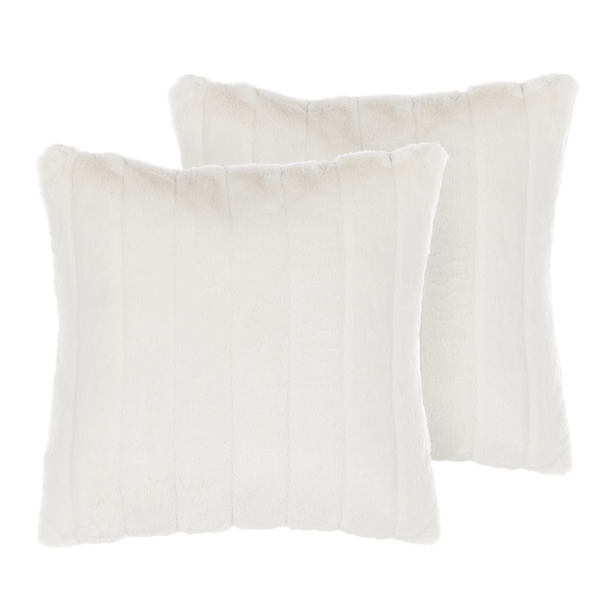 Set med 2 prydnadskuddar PUMILA 45 x 45 cm Fuskpäls Vit Monokromt
