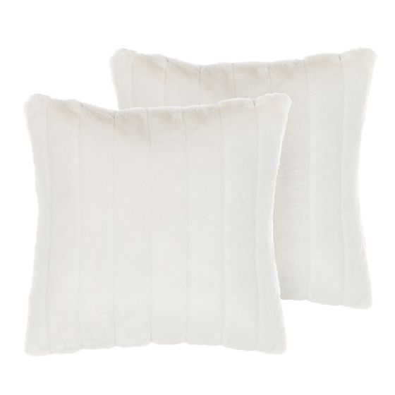 Set med 2 prydnadskuddar PUMILA 45 x 45 cm Fuskpäls Vit Monokromt
