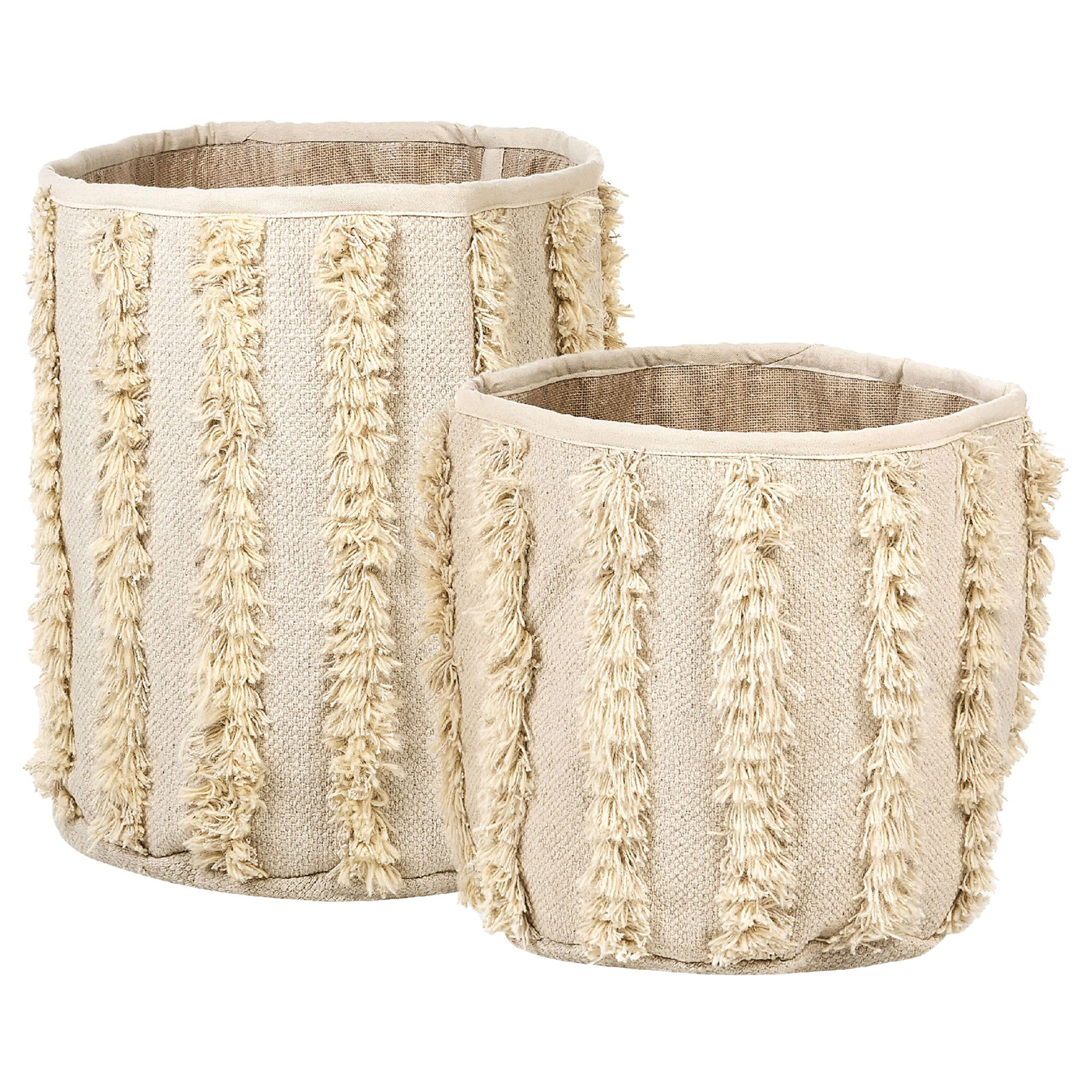 Set med 2 korgar KAKKI Bomull Beige