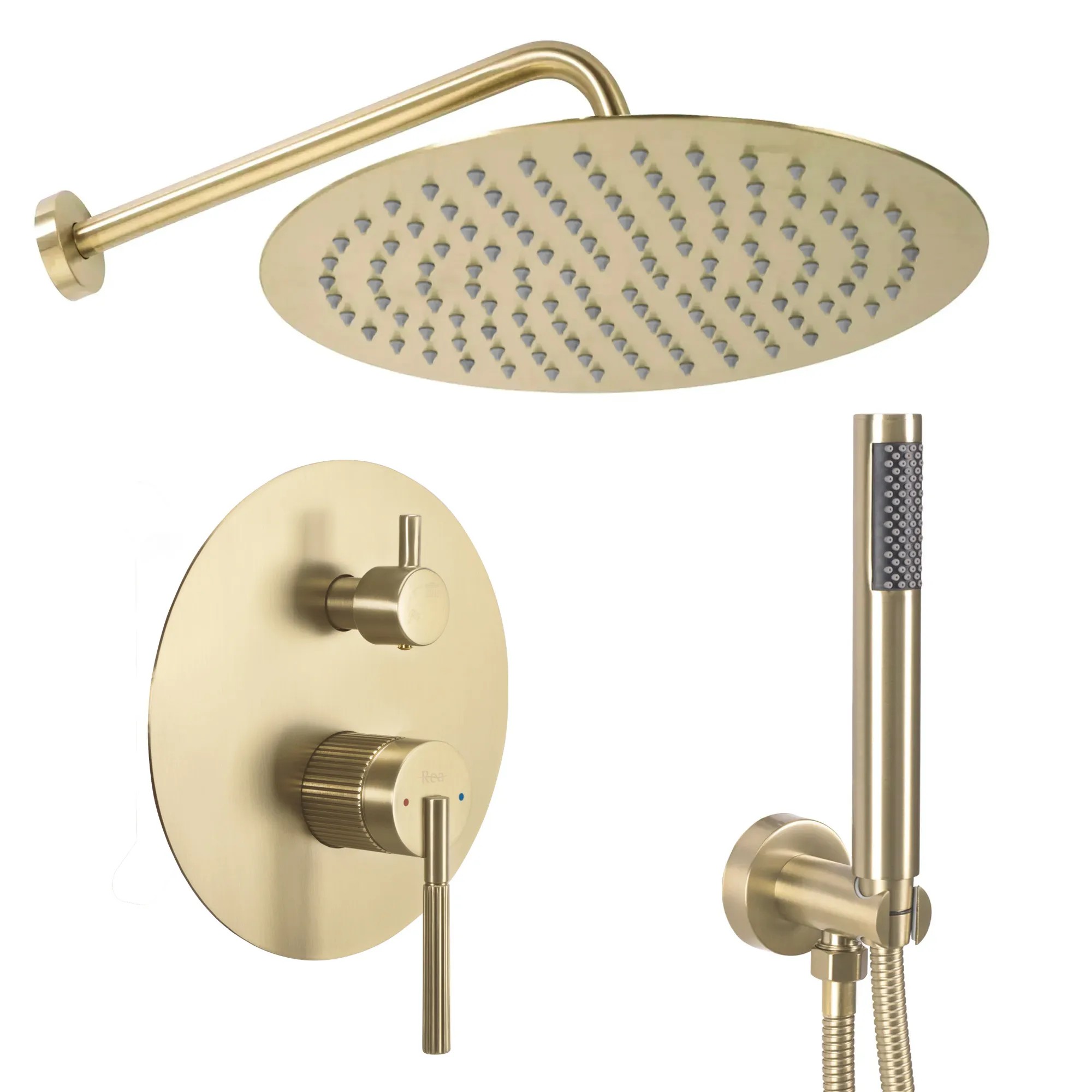 REA Inbyggt Duschset JS-622711BG ARGON Borstat Guld, 40x25x20cm
