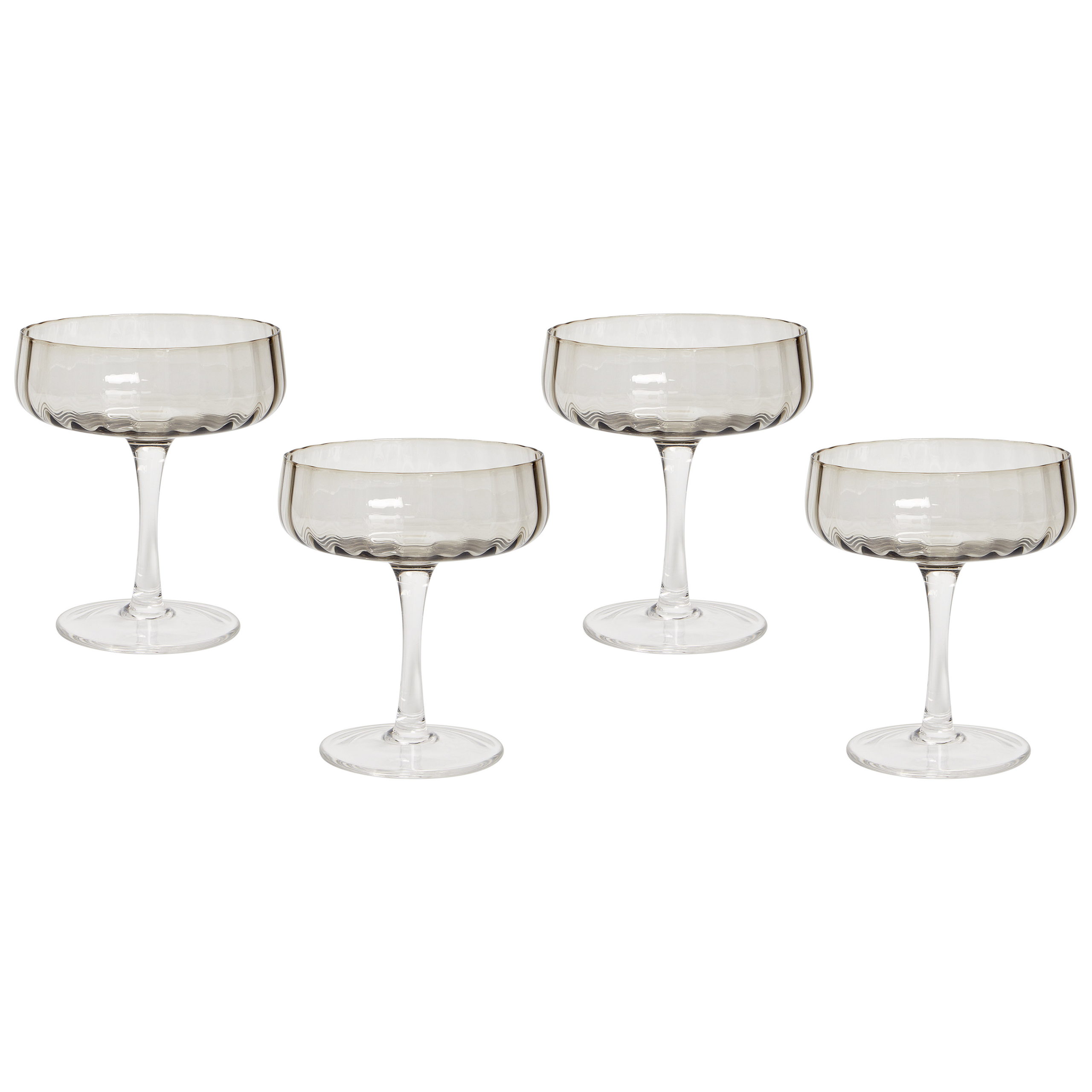Set med 4 champagneskålar QUARTZ 170 ml Grå