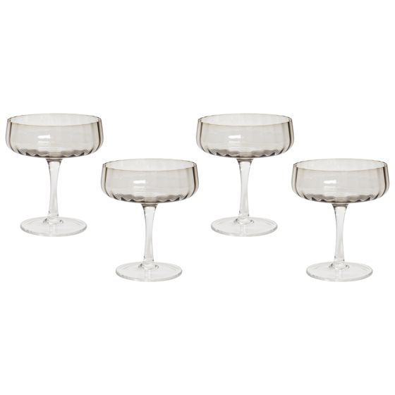 Set med 4 champagneskålar QUARTZ 170 ml Grå