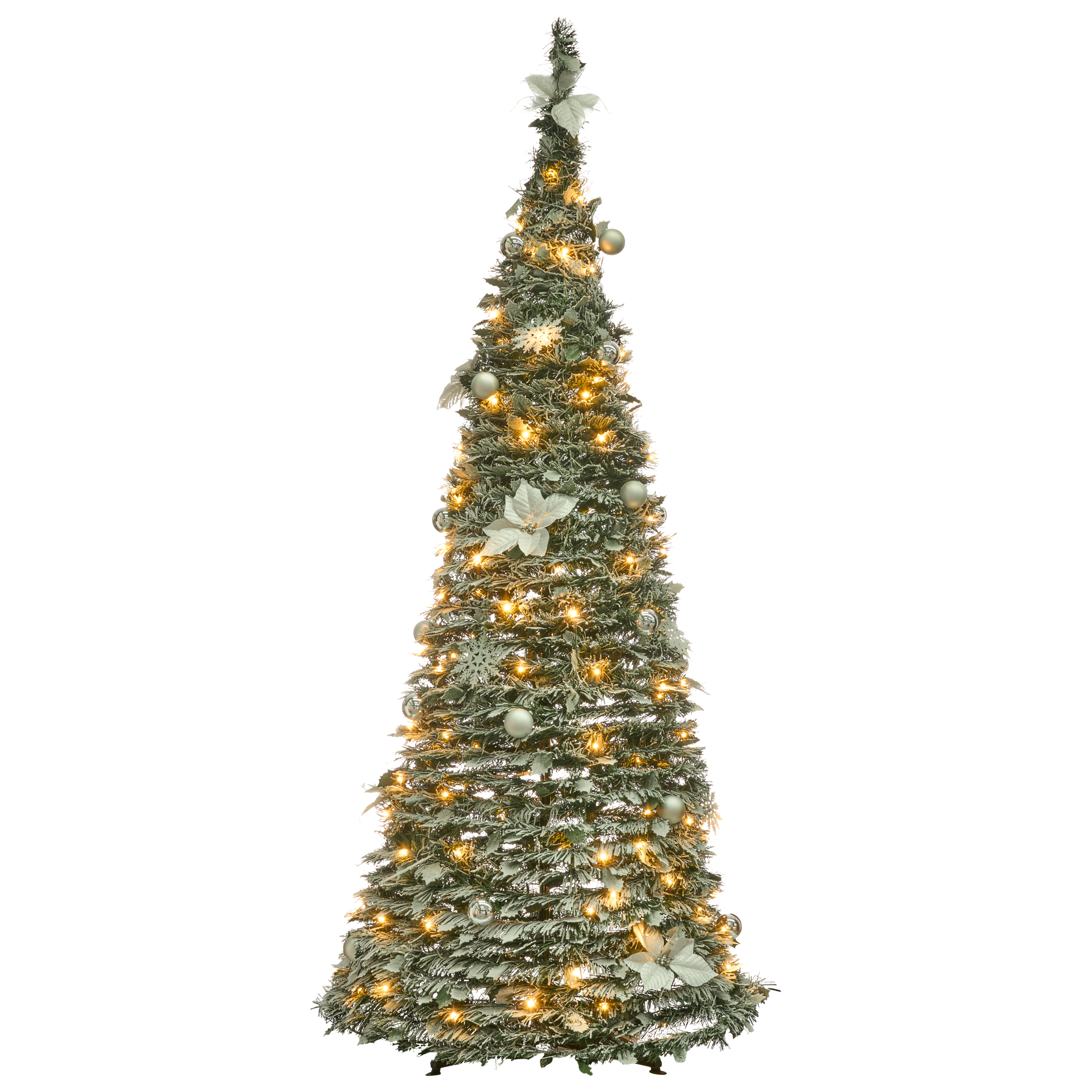 Snöklädd konstgjord julgran Fällbar LED FIRVANA 185 cm Vit
