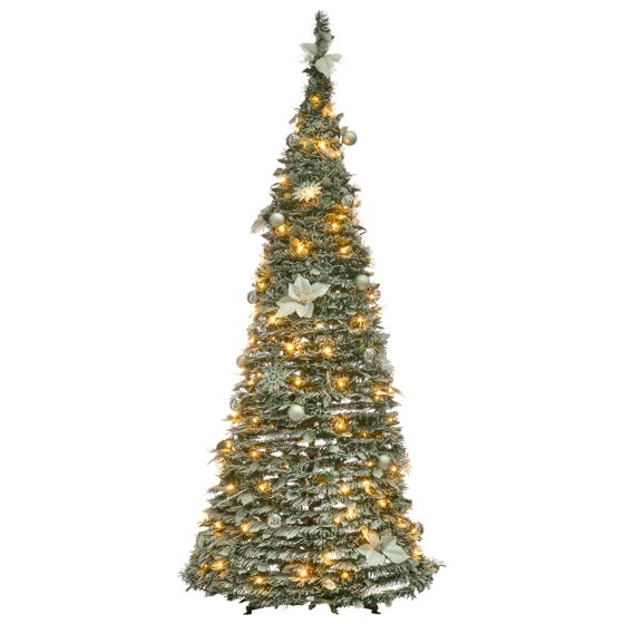 Snöklädd konstgjord julgran Fällbar LED FIRVANA 185 cm Vit