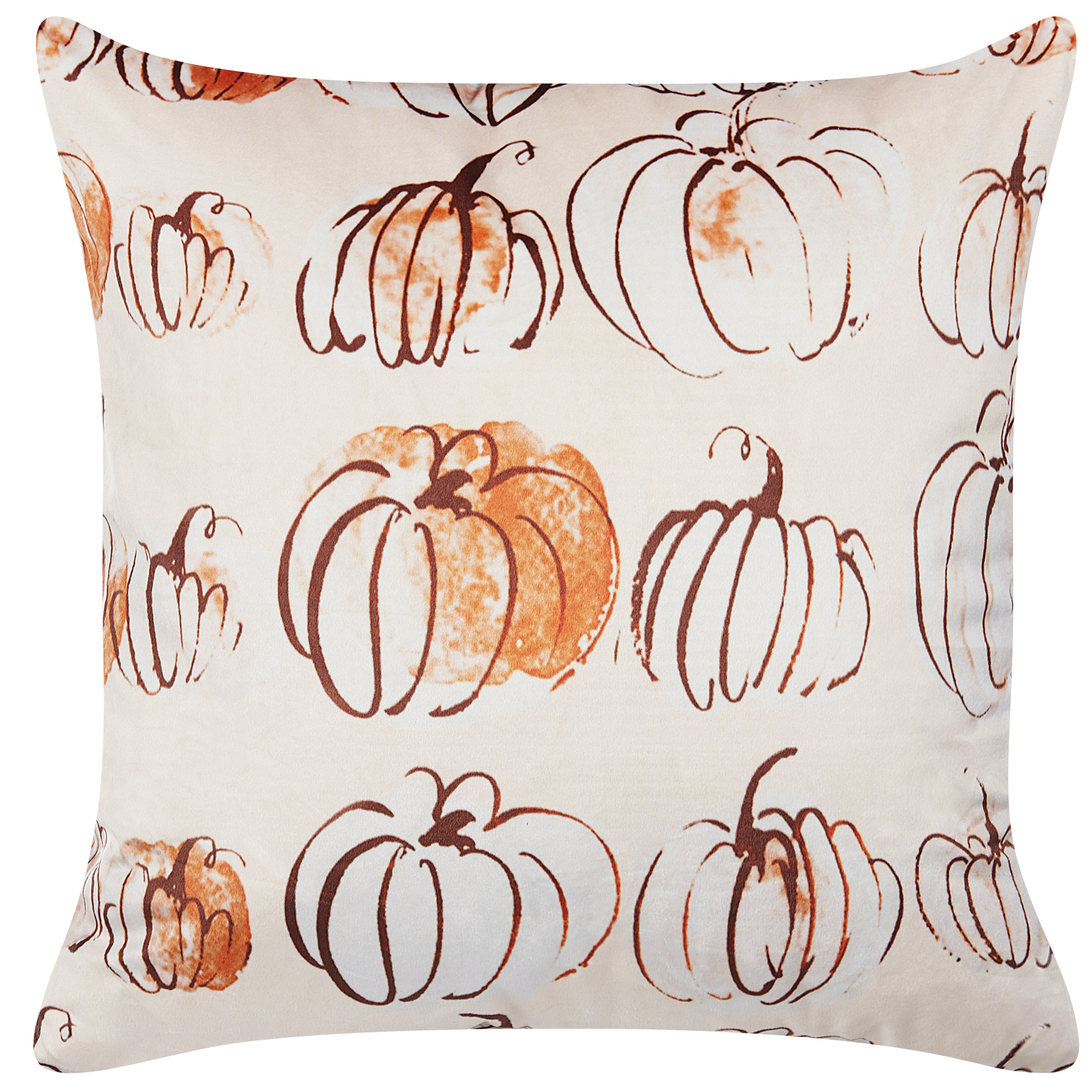 Prydnadskudde CUCURBITA 45 x 45 cm Sammet Beige Växtmotiv