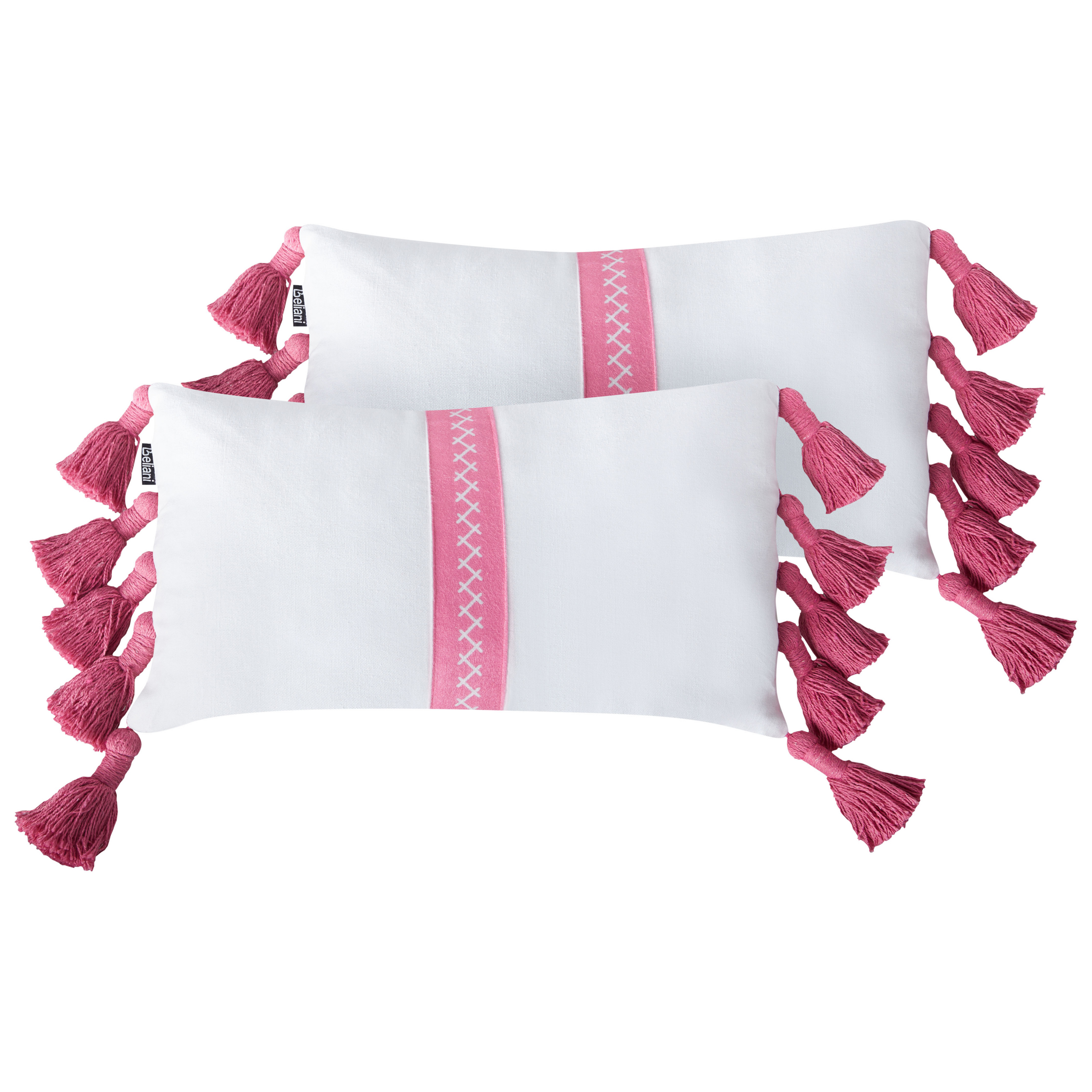 Set med 2 prydnadskuddar LOVELY 30 x 50 cm Bomull Vit Rosa