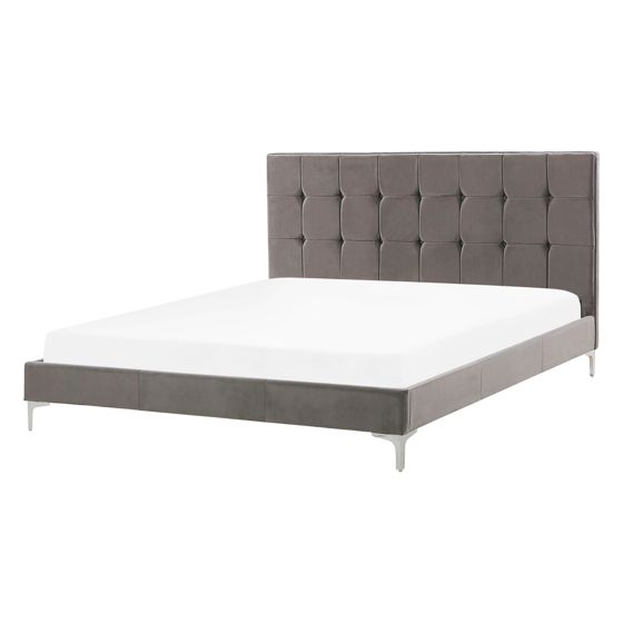Säng med lamellram Sammet AMBERT 140 x 200 cm Grå