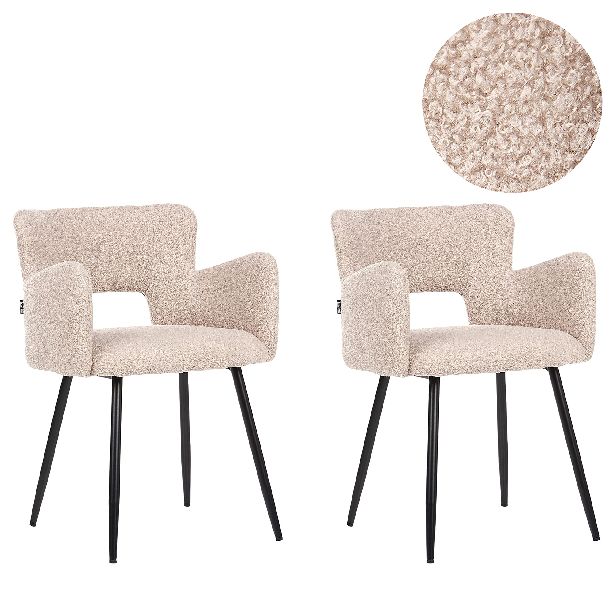 Set med 2 matstolar SANILAC Bouclé Beige