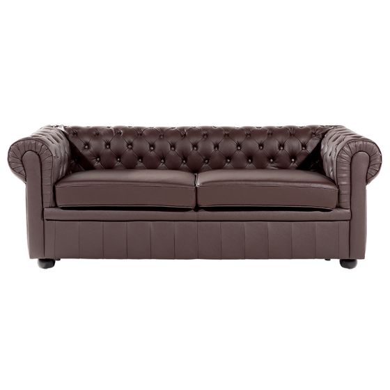 Soffa 3-sits CHESTERFIELD Läder Brun