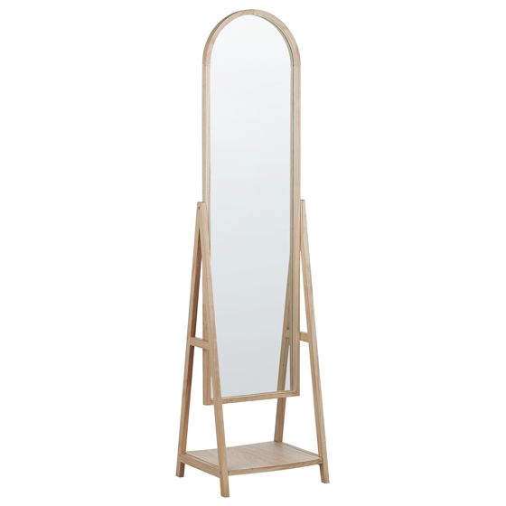 Golvspegel med hylla CHAMBERY 170 cm Kejsarträ Ljusbrun