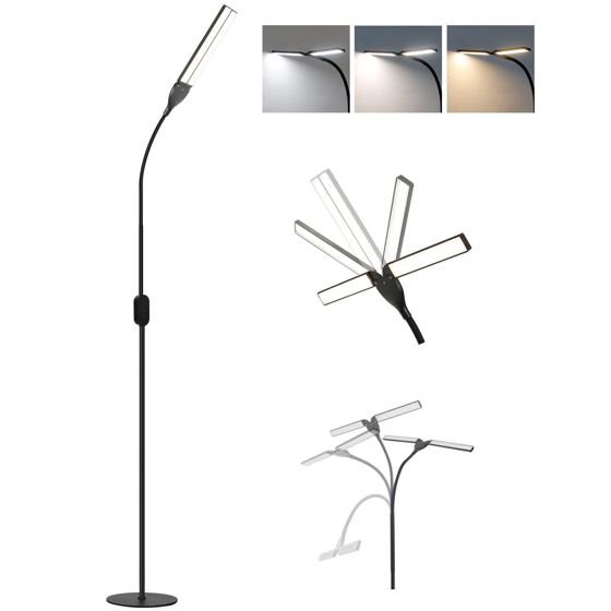 NETTLIFE Dimbar LED-golvlampa, svart, 158 cm - modern touch-lampa för vardagsrummet, 9 W, med timer och minnesfunktion