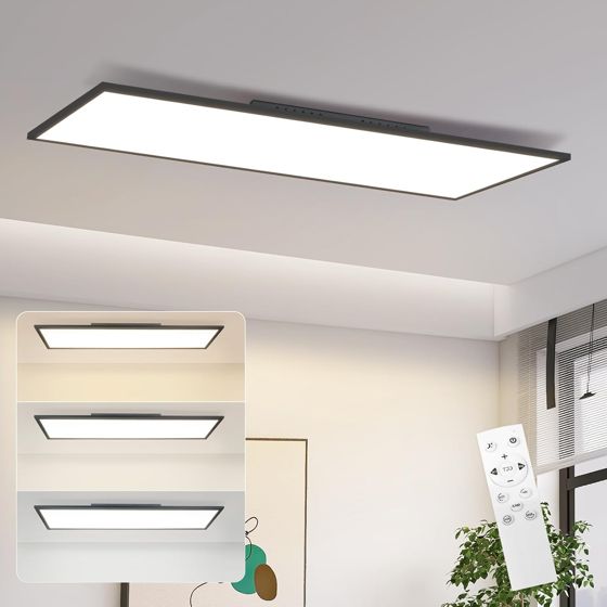 NETTLIFE dimbar, LED-taklampa, 100x25, cm, med fjärrkontroll, svart, 24W