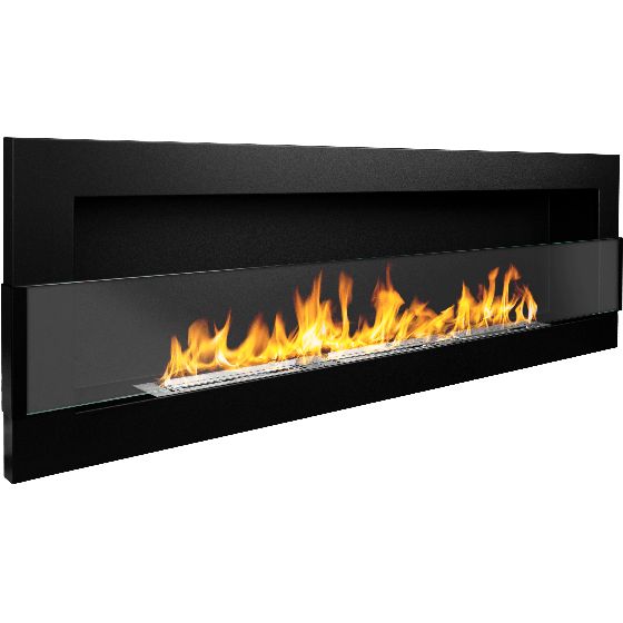 bioetanolkamin väggmonterad 1200 × 400 med säkerhetsglas – matt svart