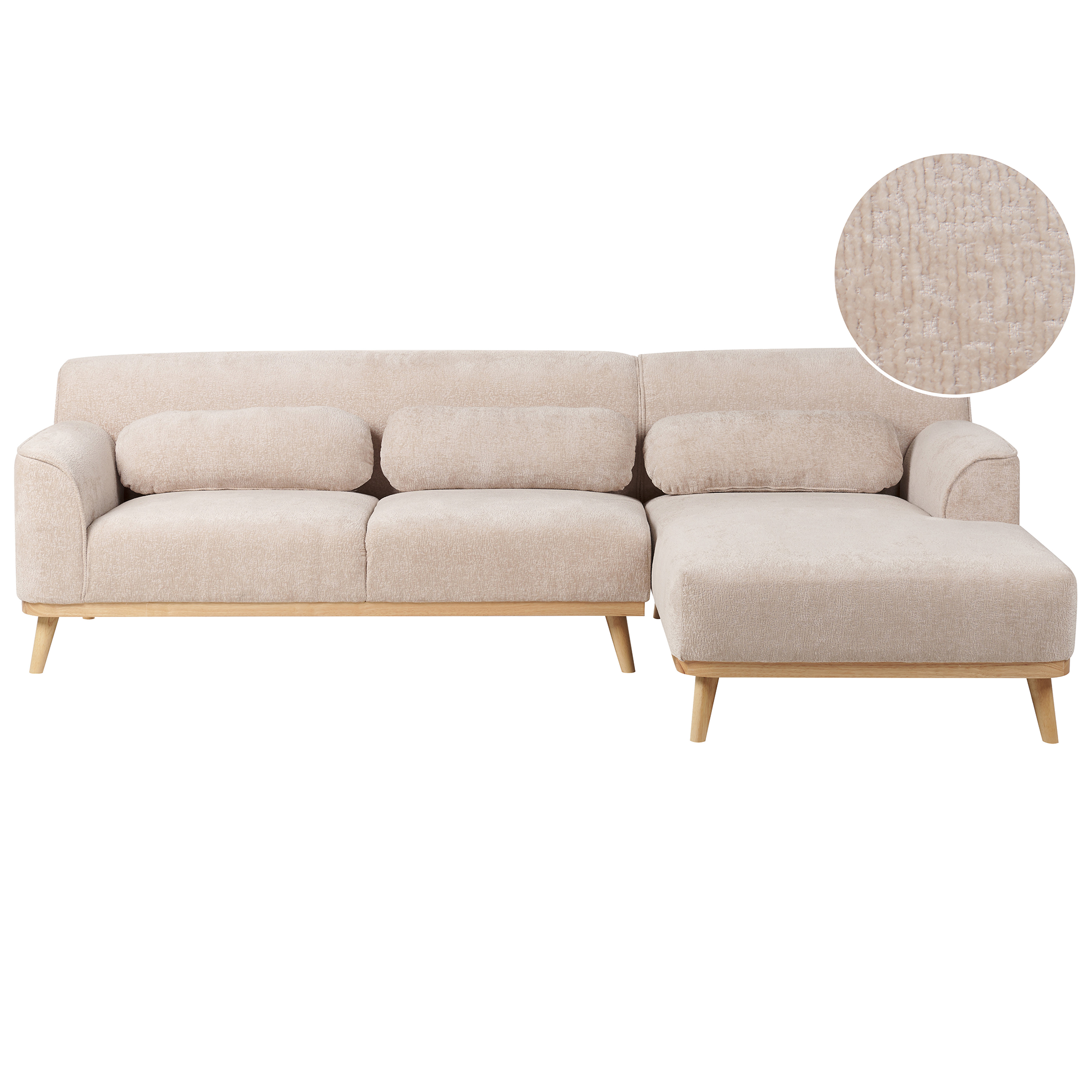 Hörnsoffa 3-sits SIMOS Chenille Beige Vänstervänd