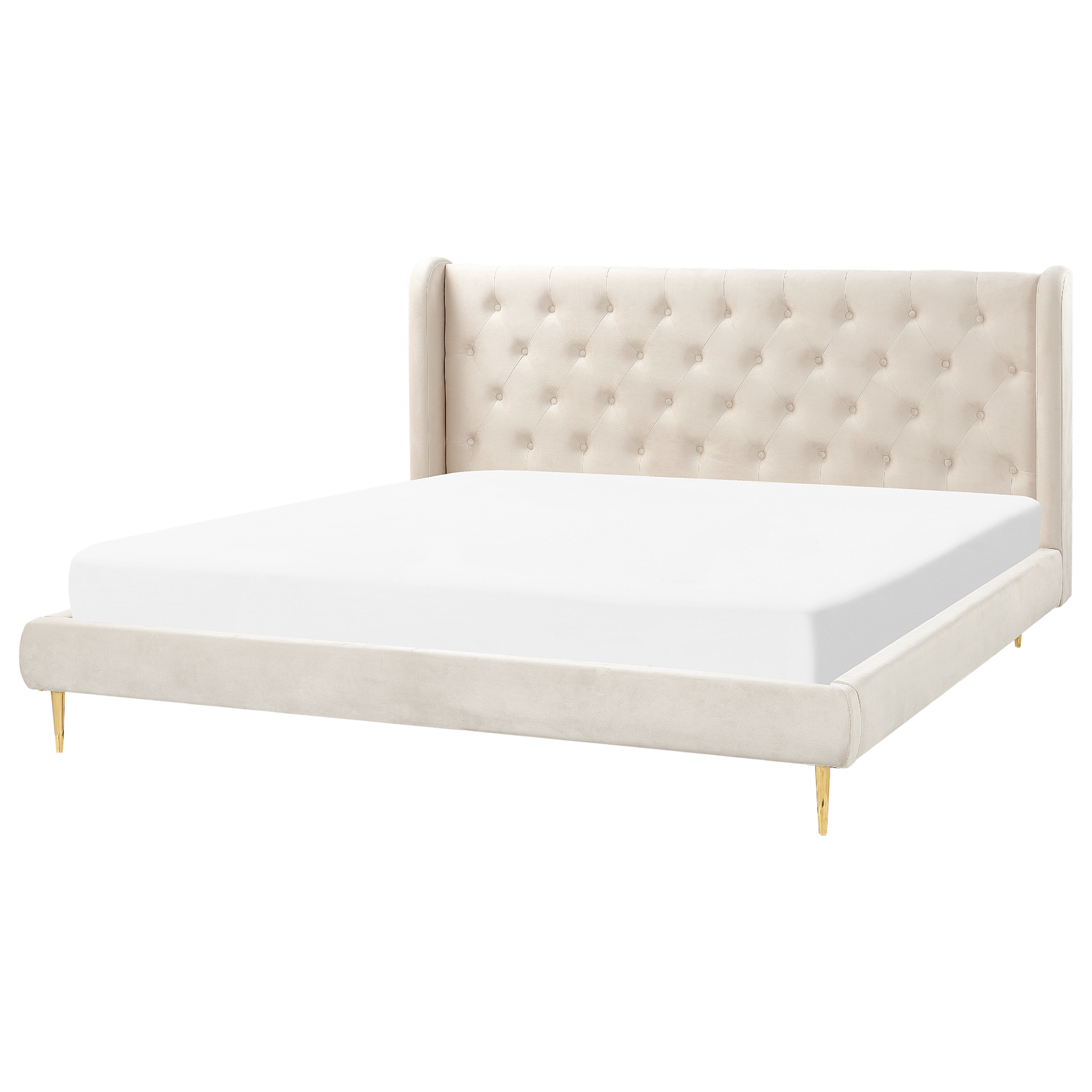Säng med lamellram Sammet FORBACH 180 x 200 cm Beige