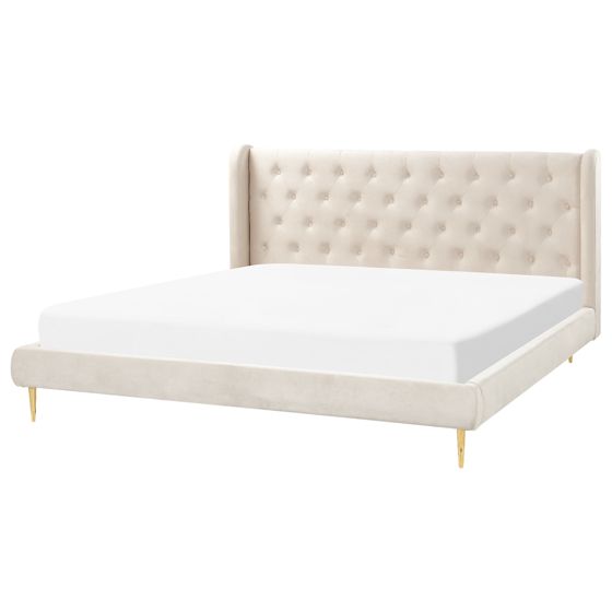 Säng med lamellram Sammet FORBACH 180 x 200 cm Beige