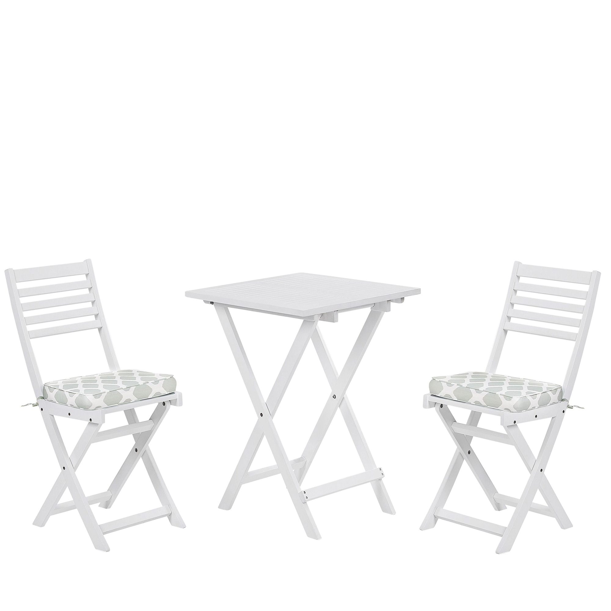 Caféset med kuddar Fällbar FIJI Akaciaträ Vit