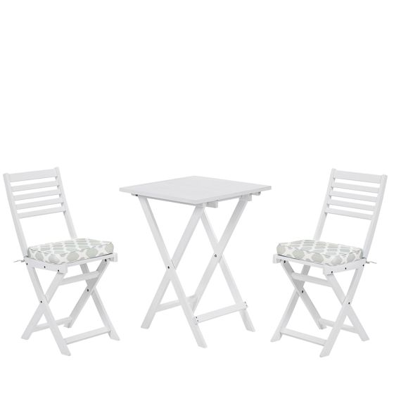 Caféset med kuddar Fällbar FIJI Akaciaträ Vit