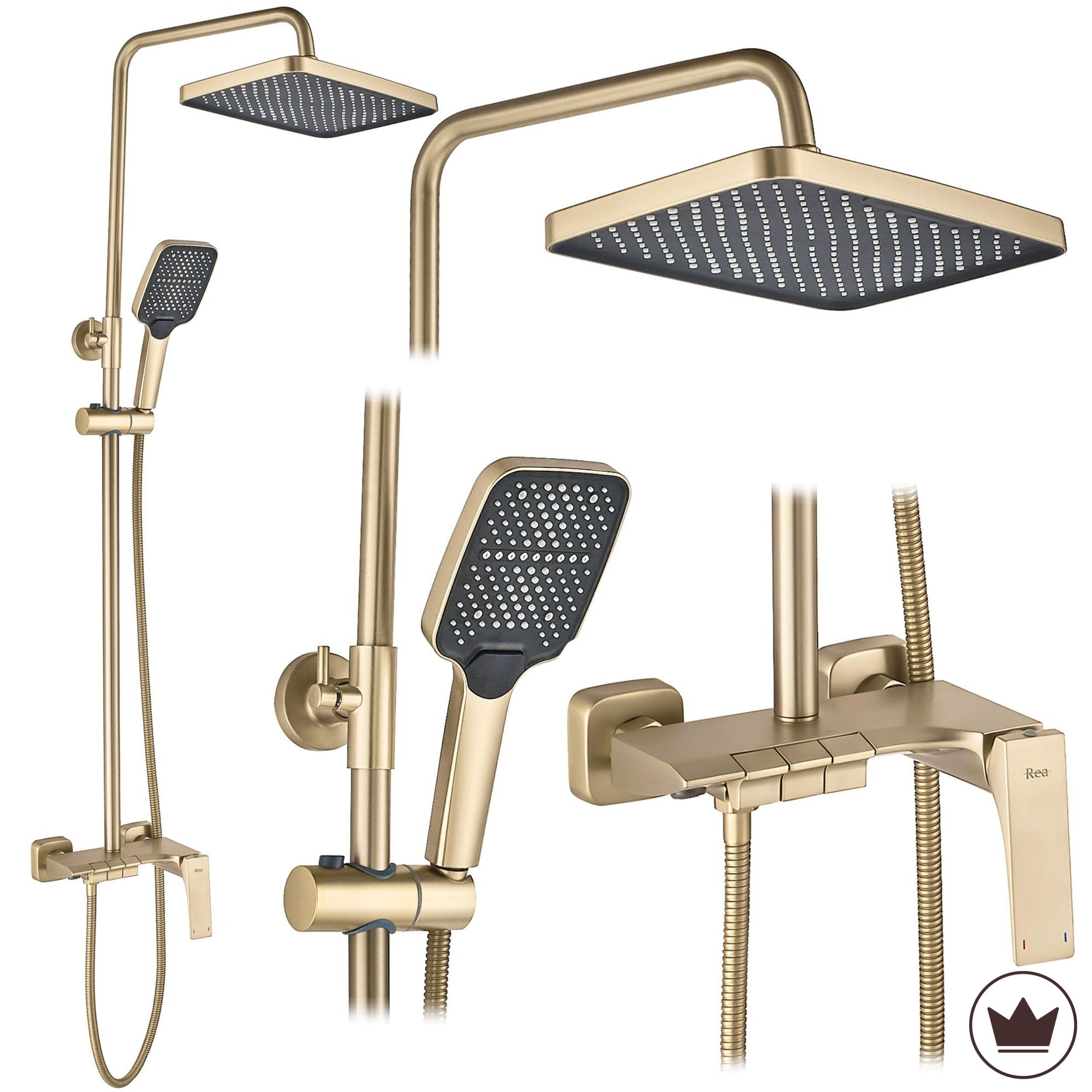 REA Premium Duschset Joe Borstat Guld, 20,5x18x123cm
