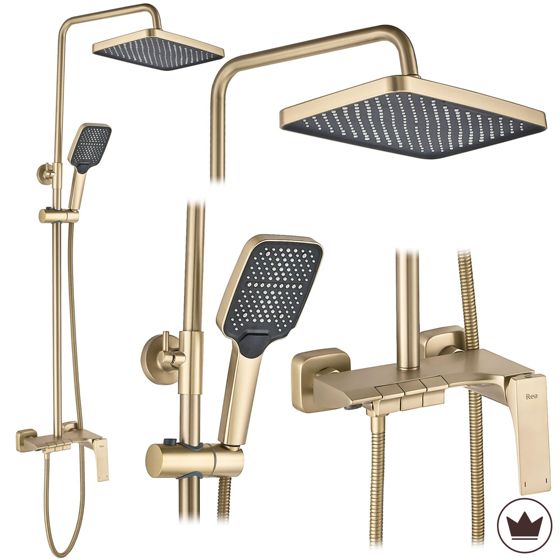 REA Premium Duschset Joe Borstat Guld, 20,5x18x123cm