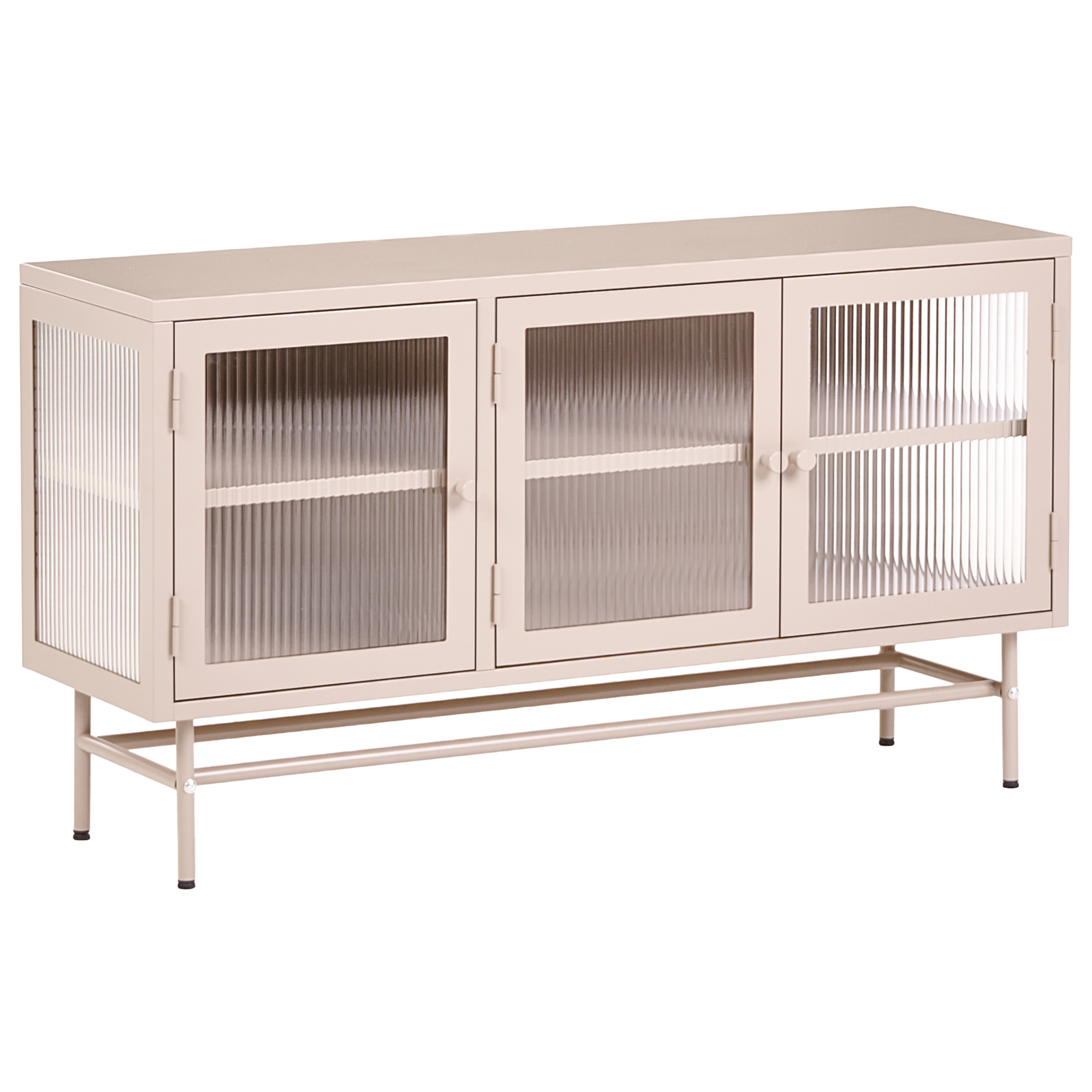 Vitrinskänk i glas DEVON 115 cm Metall Beige