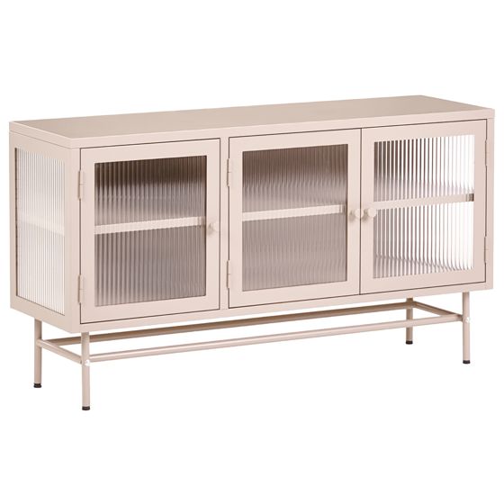 Vitrinskänk i glas DEVON 115 cm Metall Beige