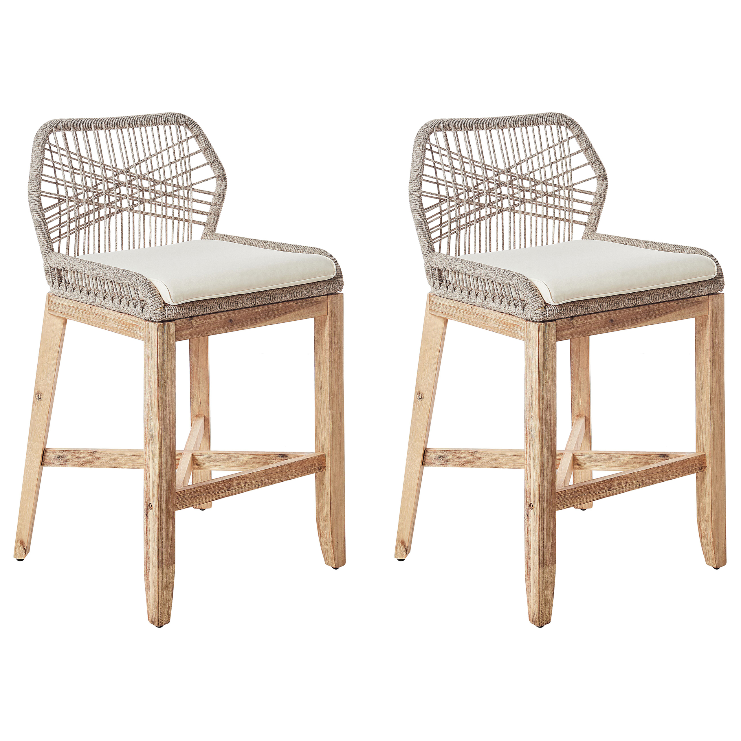 Set med 2 trädgårdsbarstolar TALAMONE Akaciaträ Beige