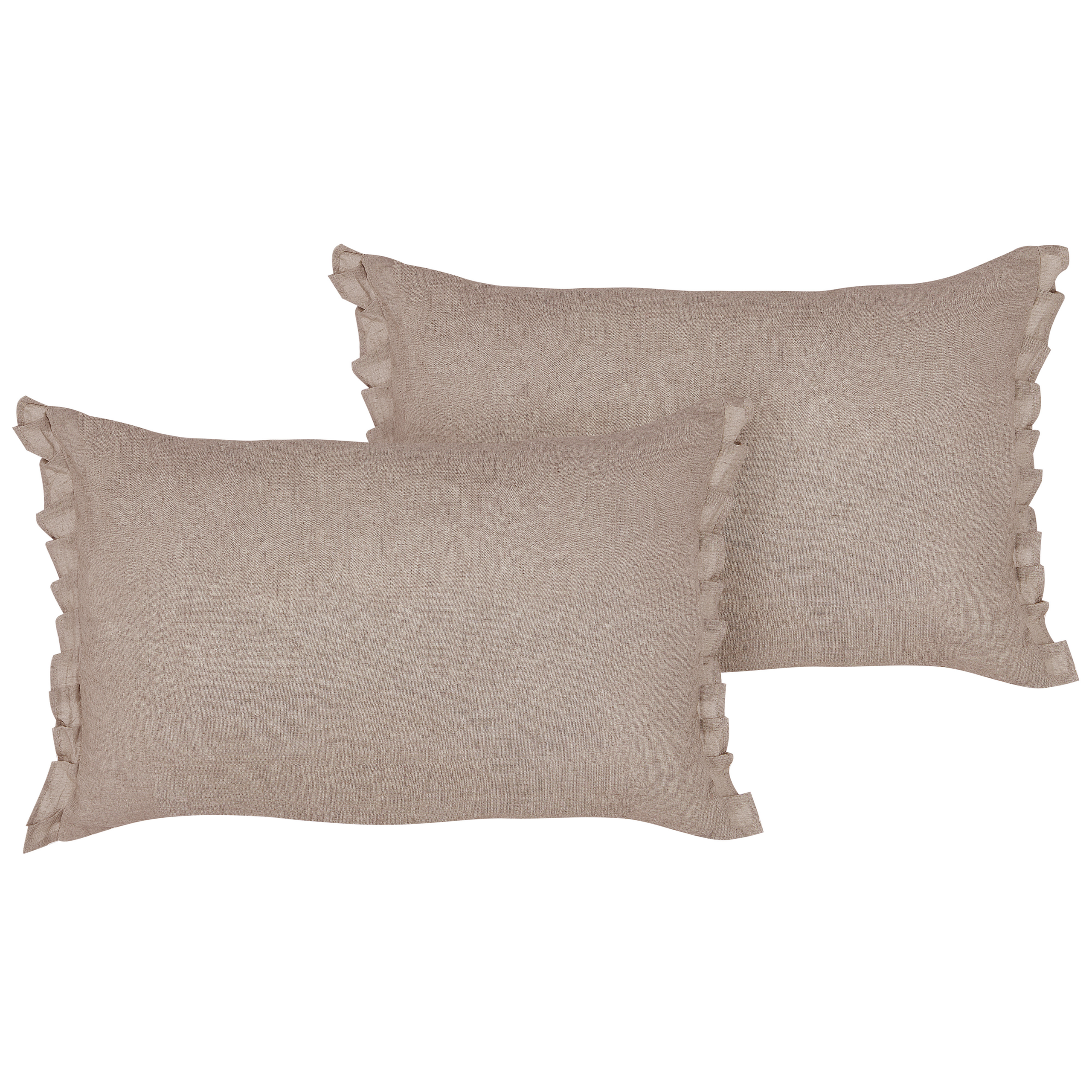 Set med 2 prydnadskuddar SASSAFRAS 30 x 45 cm Linne Ljusbrun Monokromt