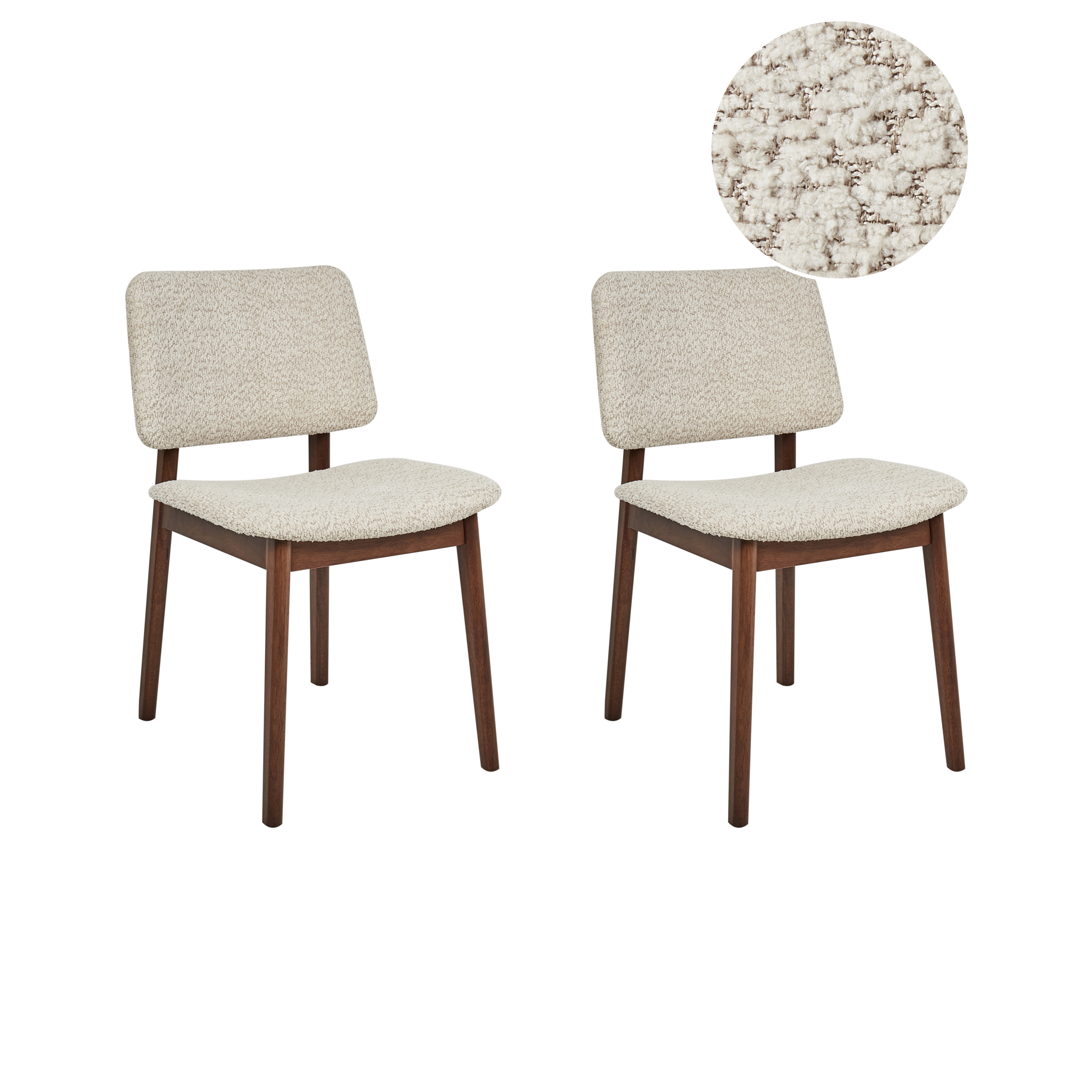 Set med 2 matstolar BLANE Bouclé Mörkbrun/ Beige