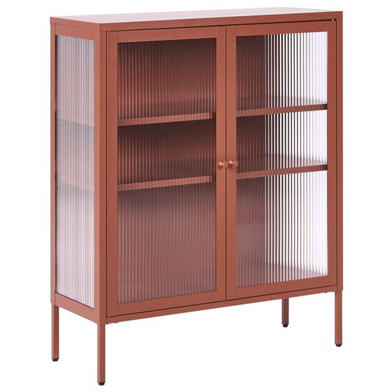 Vitrinskänk i glas LERRYN 90 cm Metall Guldbrun