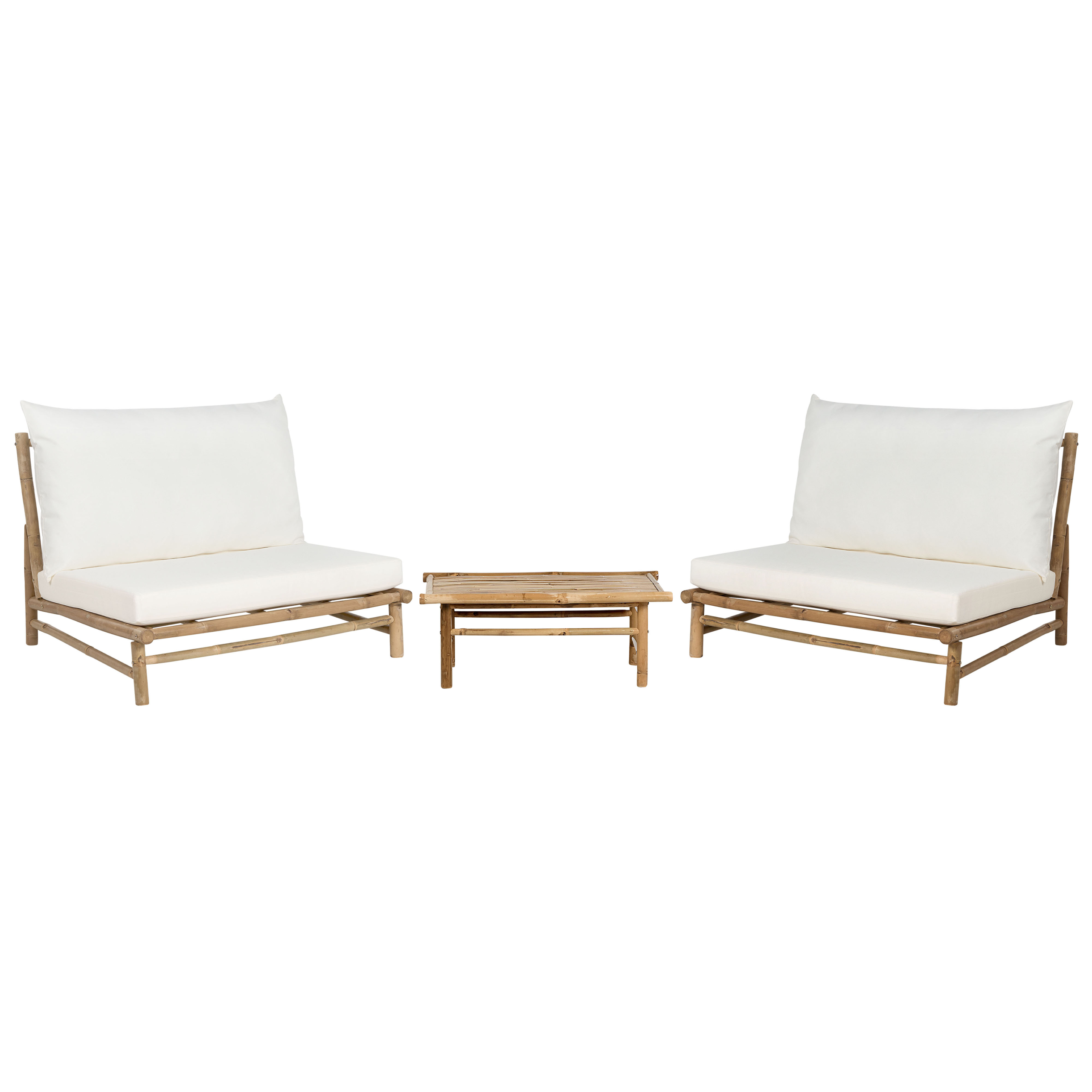 Trädgårdssoffgrupp med bord 2-sits TODI Bambu Off-White