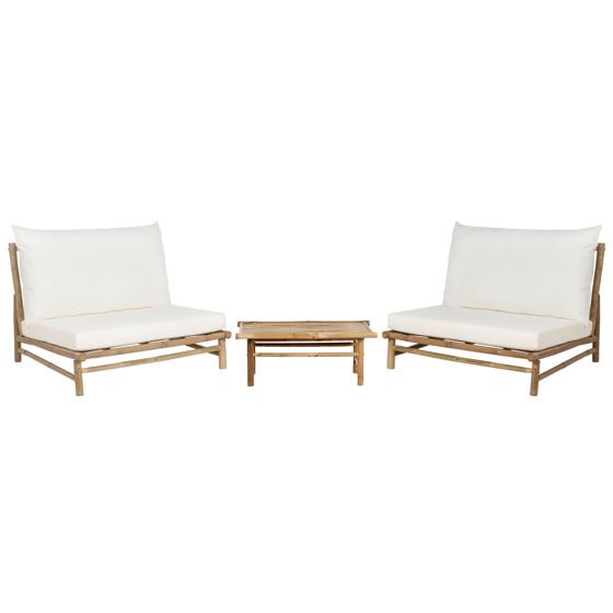Trädgårdssoffgrupp med bord 2-sits TODI Bambu Off-White