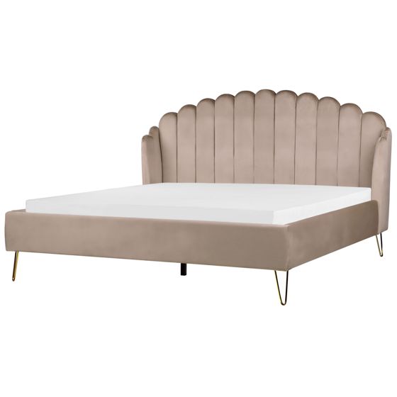 Säng med lamellram Sammet AMBILLOU 180 x 200 cm Taupe