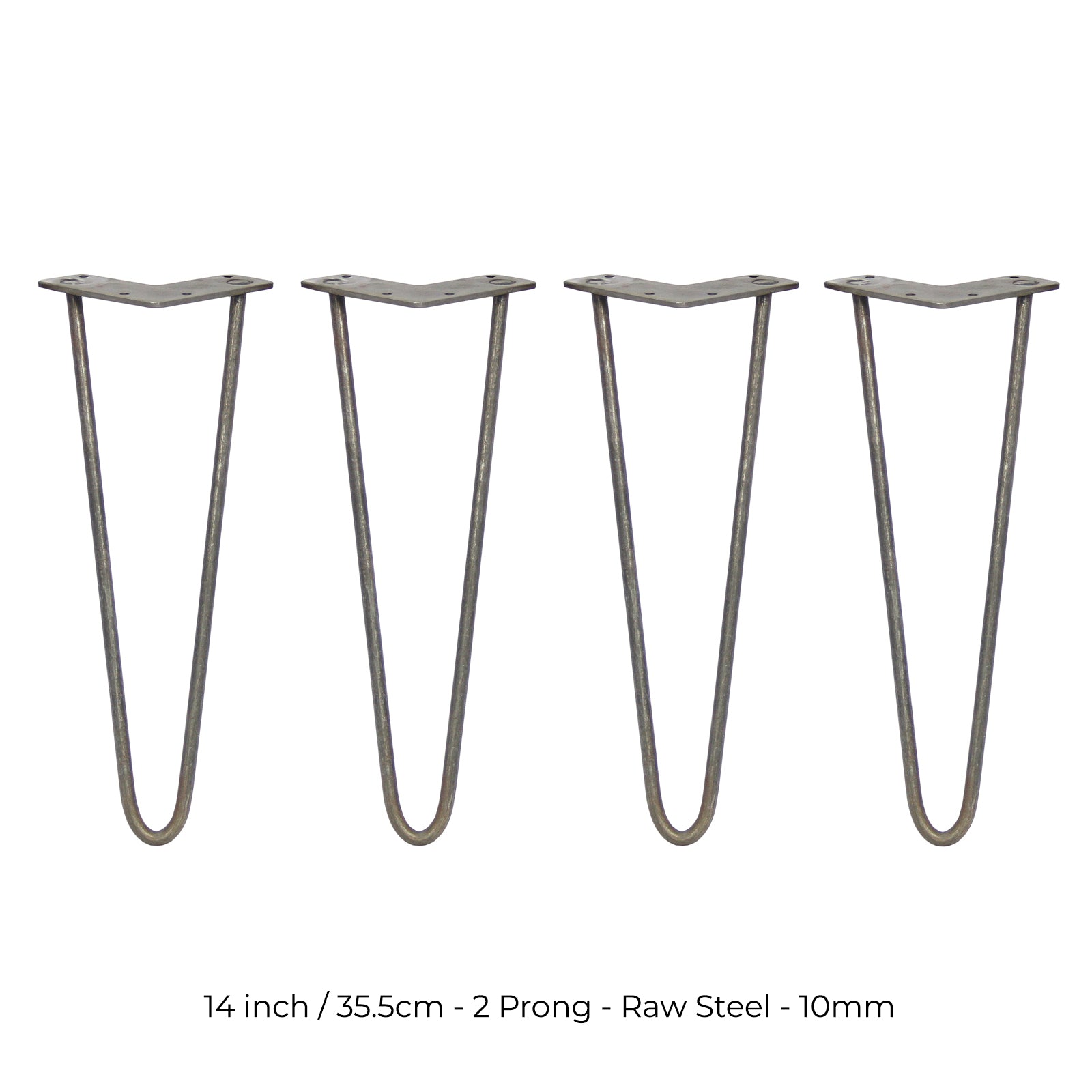 4 x 14" hårnålsben - 2 stift - 10 mm - råstål