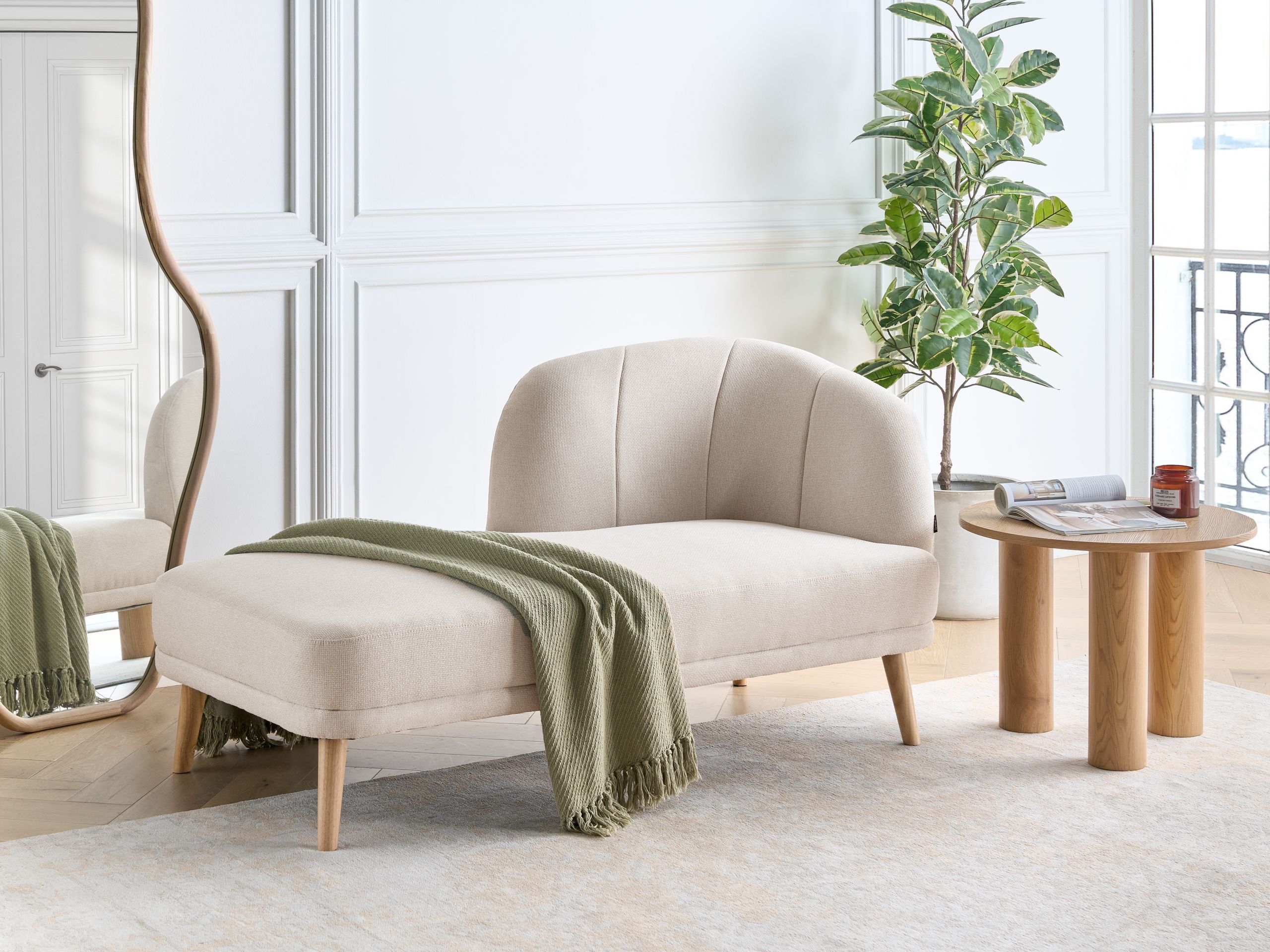 Högervänd schäslong TANLAY Ljusbeige