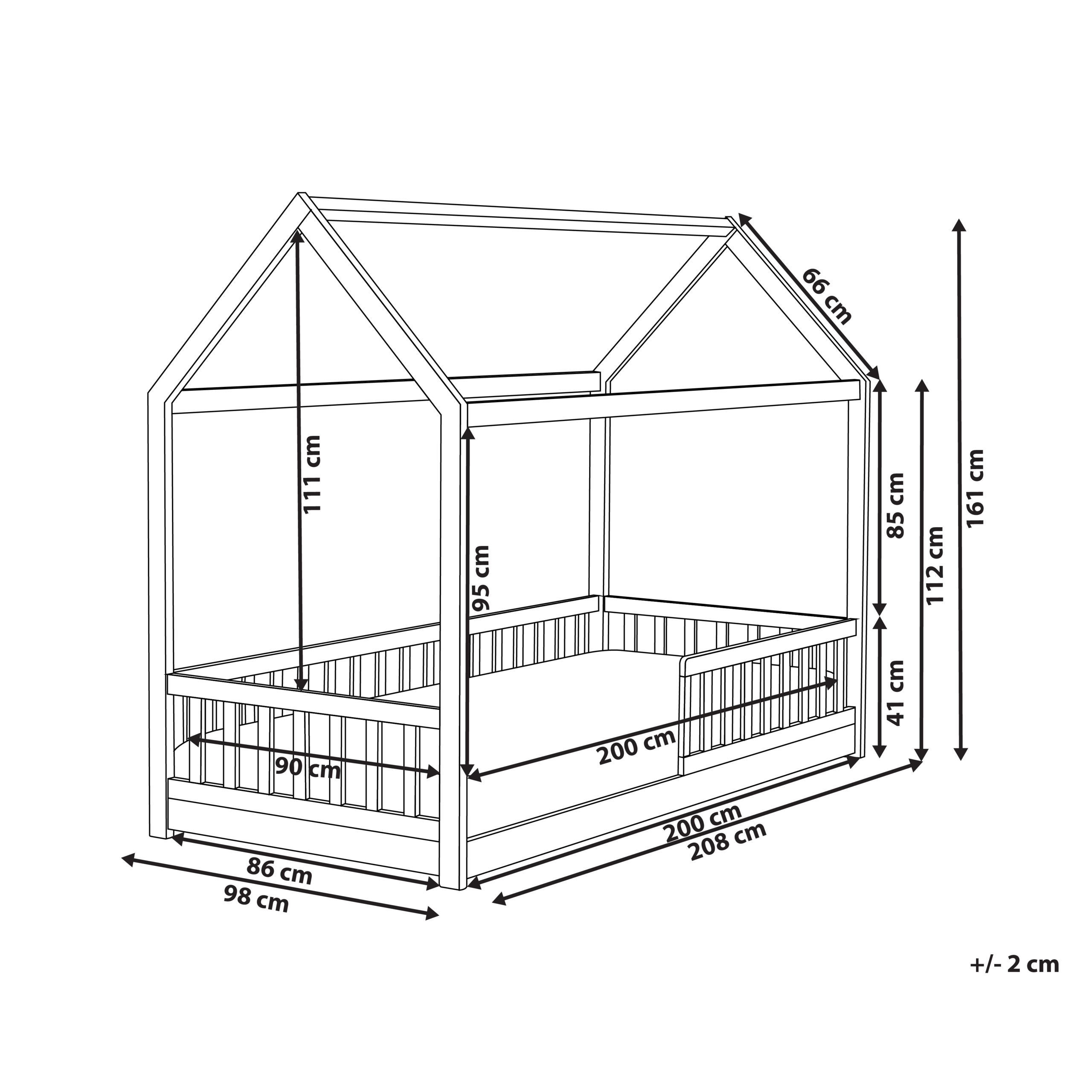 Barnsäng Hus Furu COSSAYE 90 x 200 cm Vit