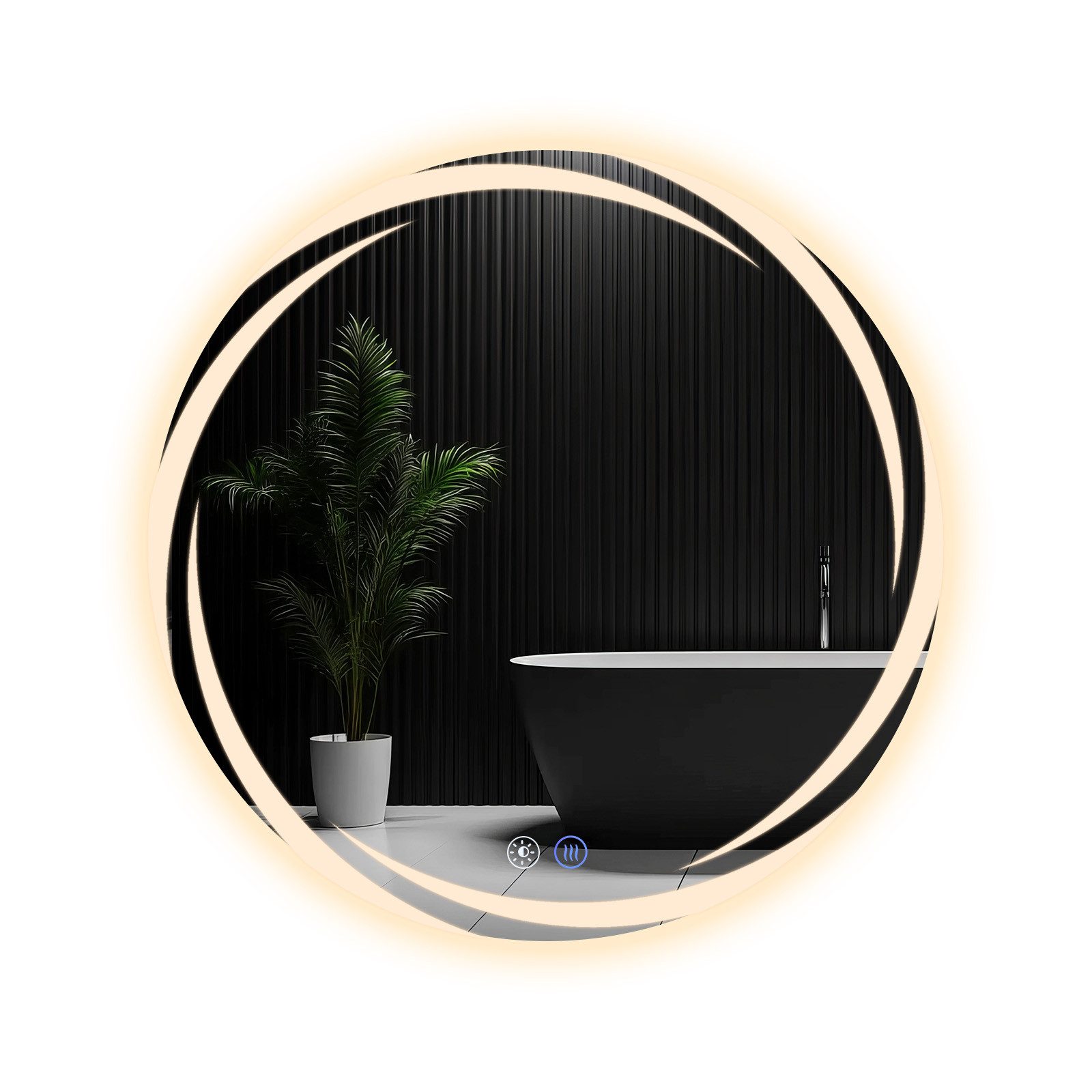 NETTLIFE Badrumsspegel med belysning, LED - rund badrumsspegel, 70 cm IP44 rund badrumsspegel med touchfunktion