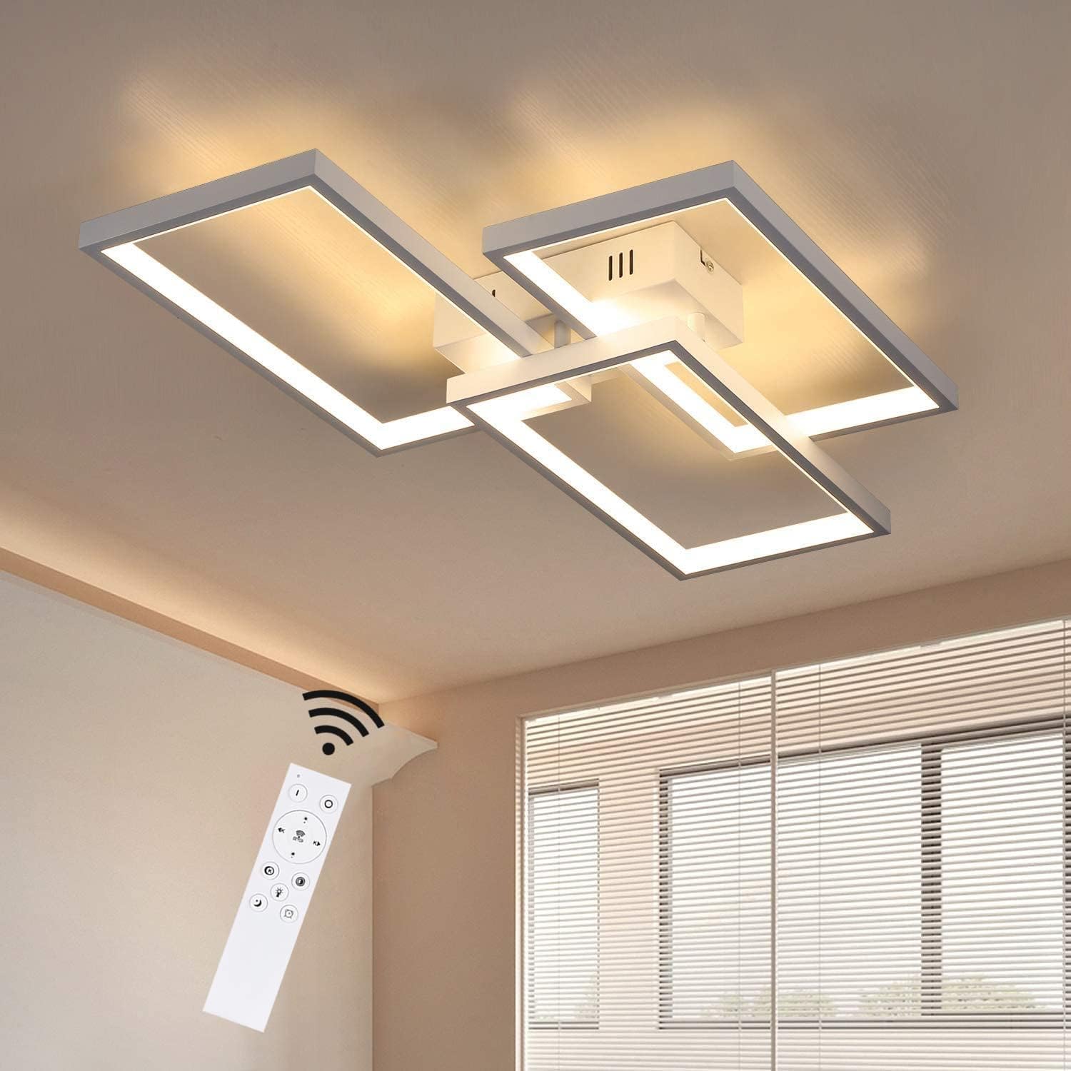 NETTLIFE LED - taklampa, dimbar, taklampa, med fjärrkontroll, 63W, vit