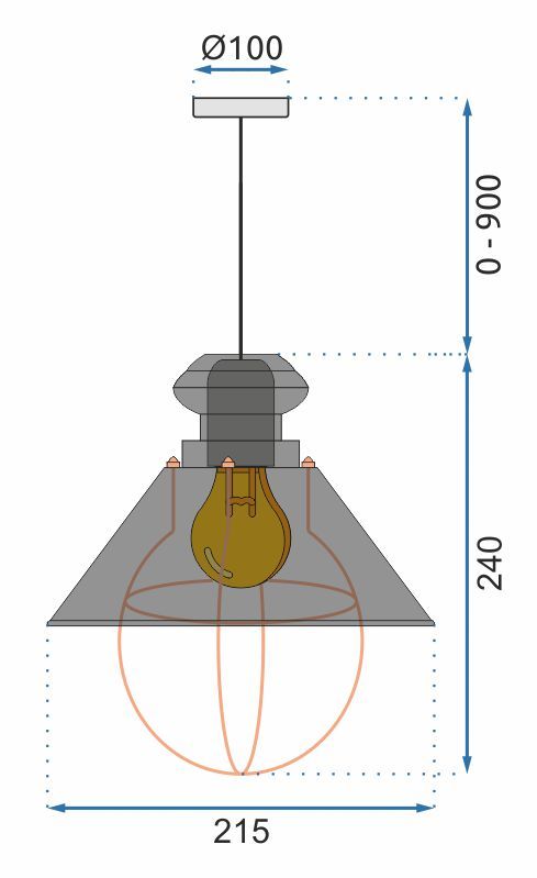 Toolight Hängande taklampa APP103-1CP LINZ Vit 21,5x10x24cm