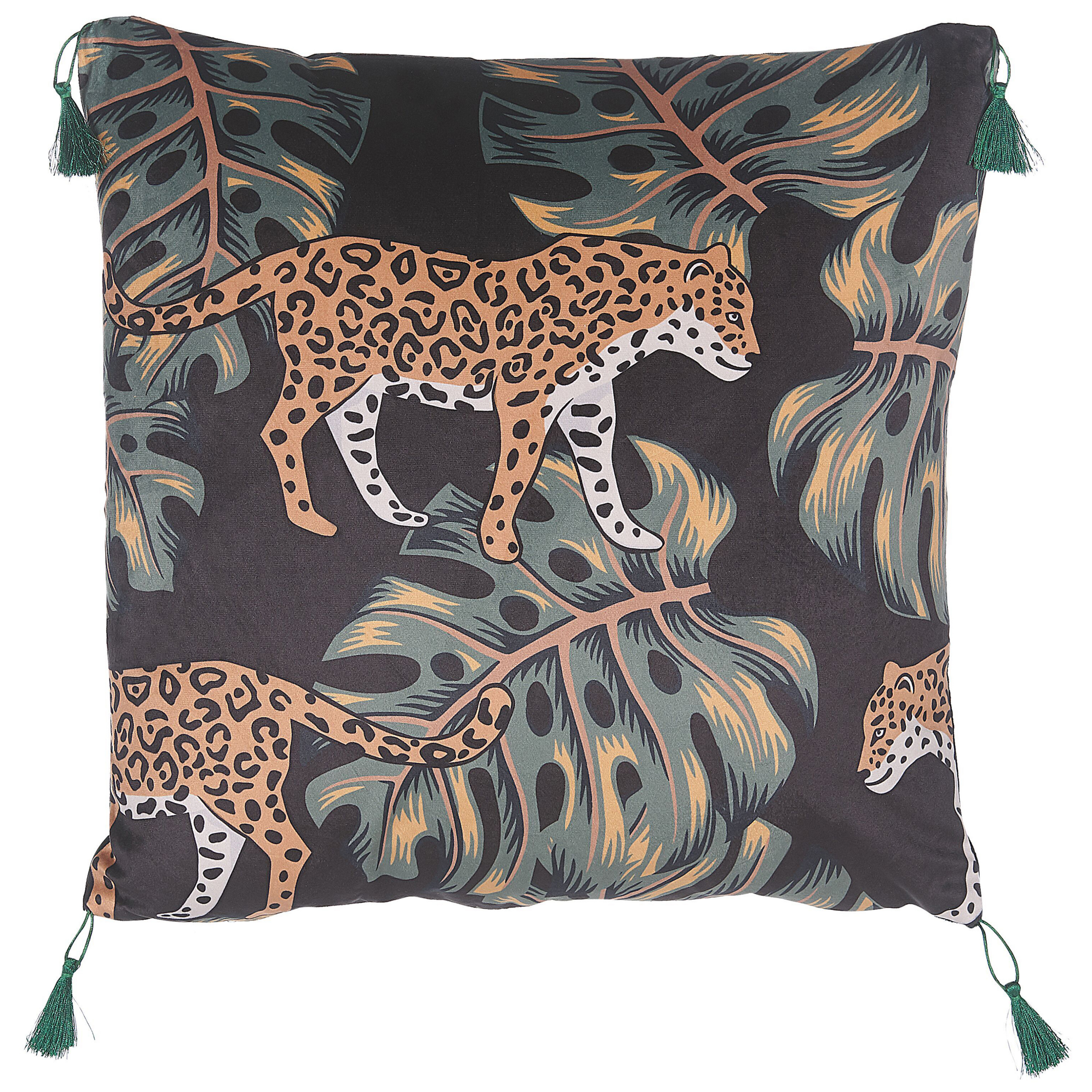 Set med 2 prydnadskuddar KUHI 45 x 45 cm Sammet Svart Djurtryck