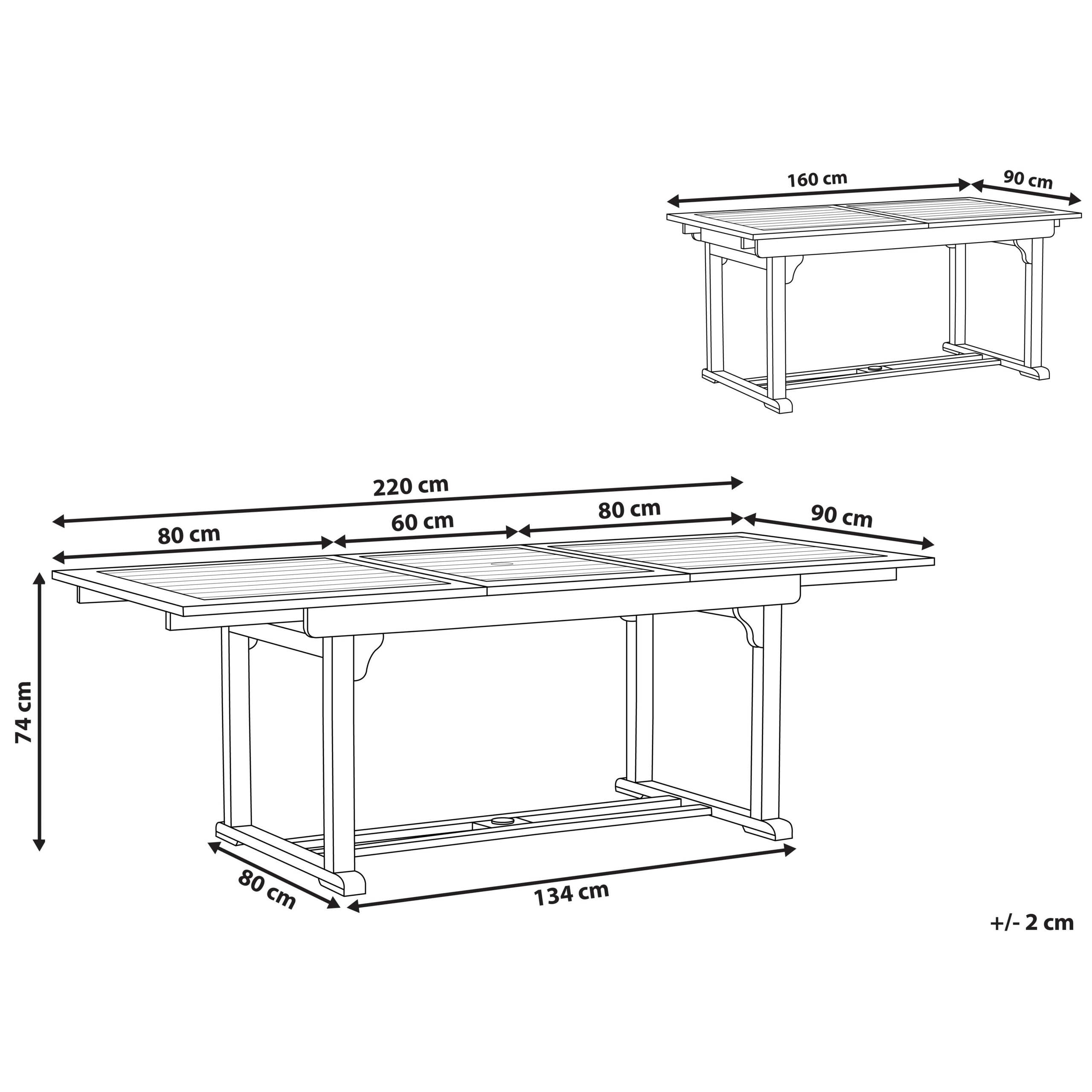 Utdragbart trädgårdsmatbord TOSCANA 160/220 cm 90 cm Akaciaträ Mörkbrun