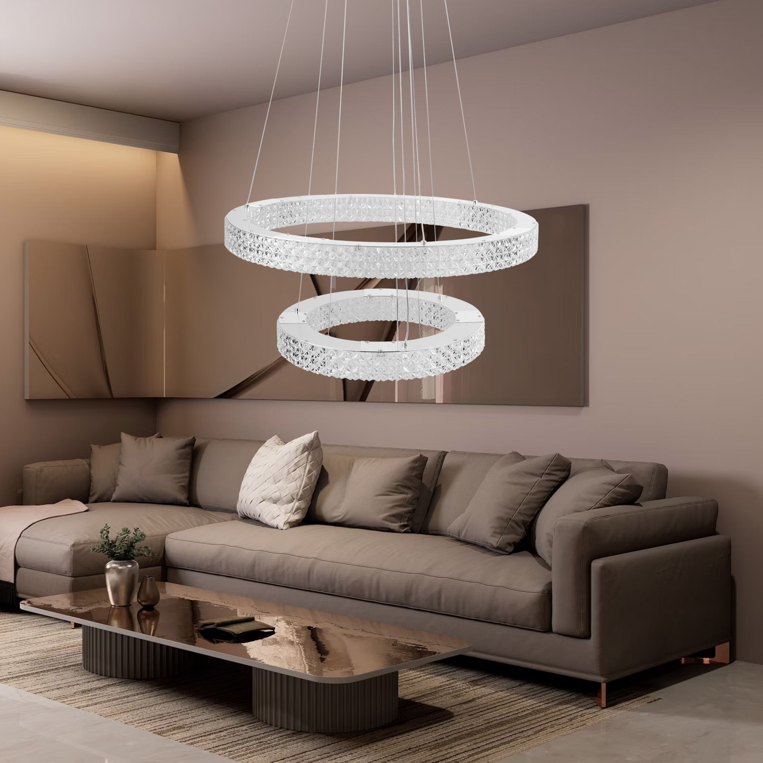 TOOLIGHT hängande taklampa MS007-CP LED Krom 60x60x125,5cm