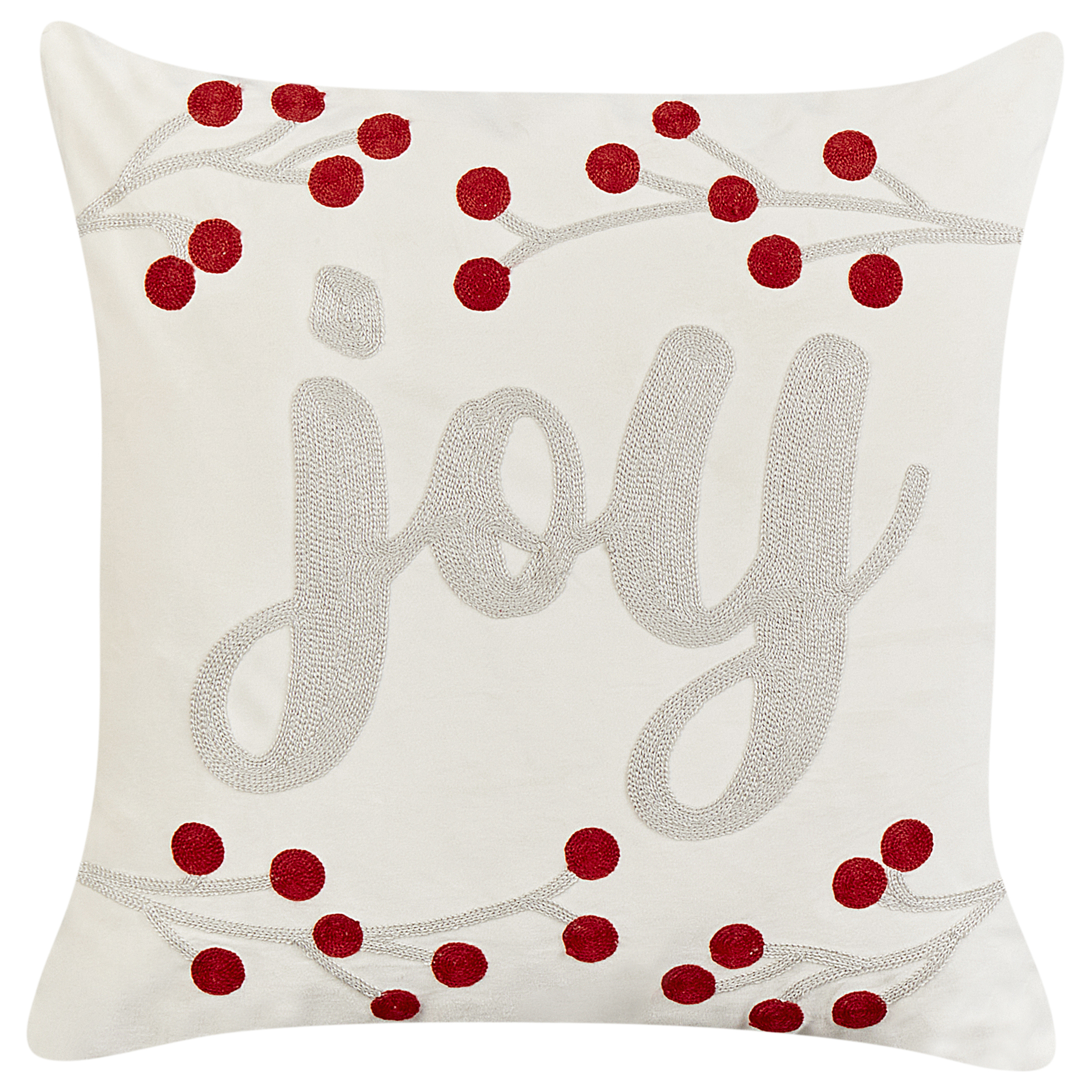 Set med 2 prydnadskuddar PRALINE 45 x 45 cm Sammet Vit Julmotiv